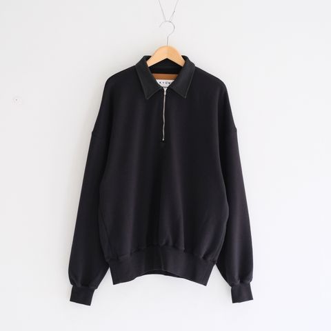 "BROTHERS" Leather × Original Supima Aging Cotton Sweat / ハーフジップ / スウェット / レザー / BLACK