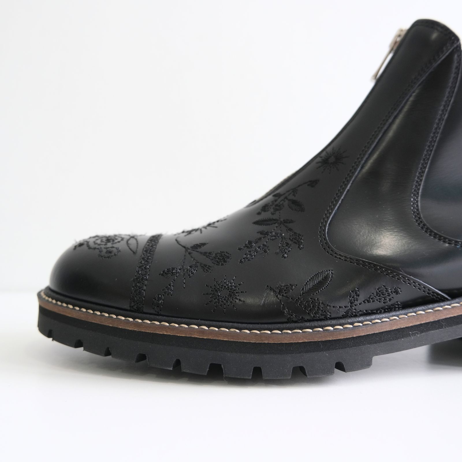 "HUNTER" Embroidered Front-zip Hunting Boots by HARUTA（BLACK）