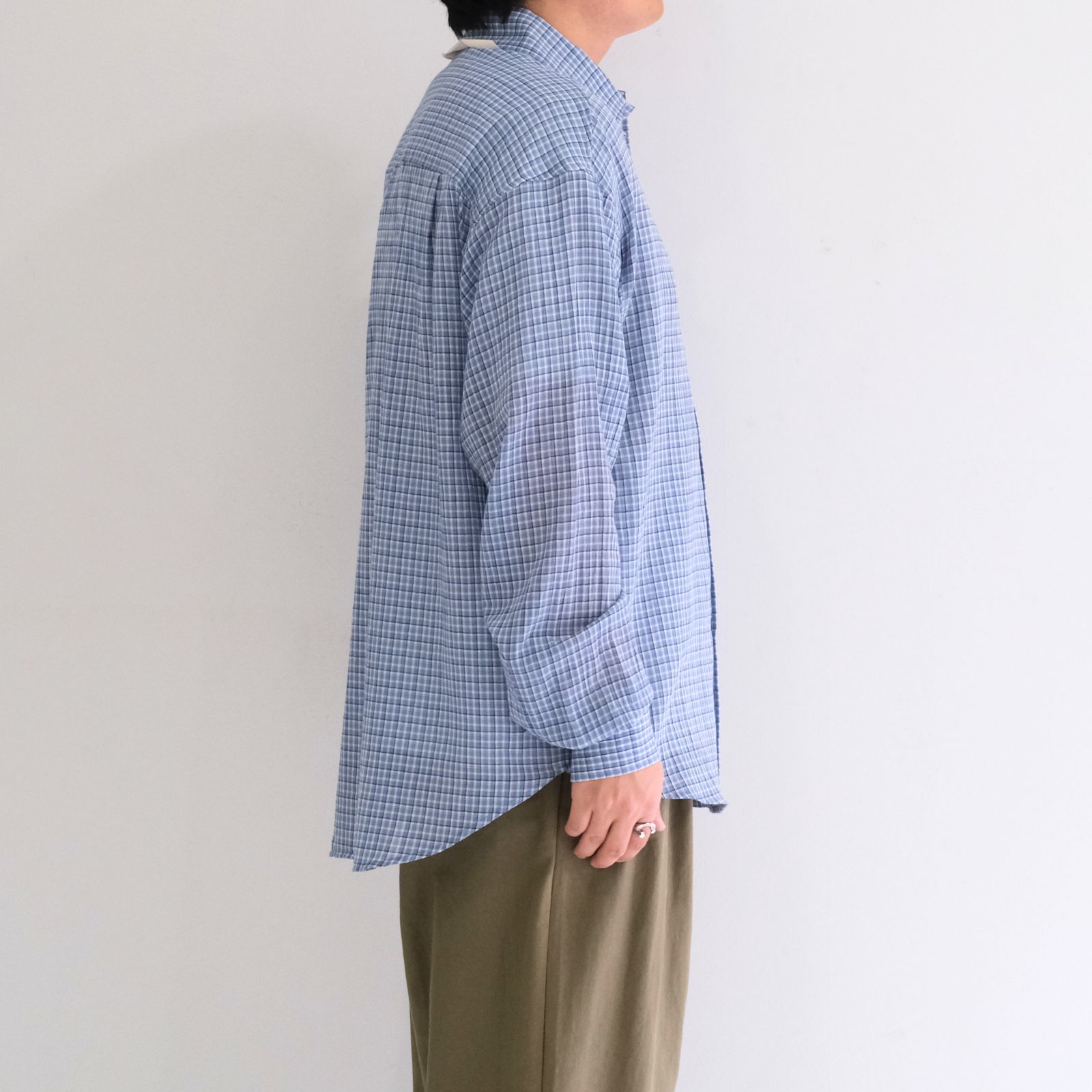 PREMIUM RONACHECK WRINKLE OVER SIZED SHIRTS / プレミアム ロナチェック リンクル オーバーサイズ シャツ（LIGHT SKY BLUE）