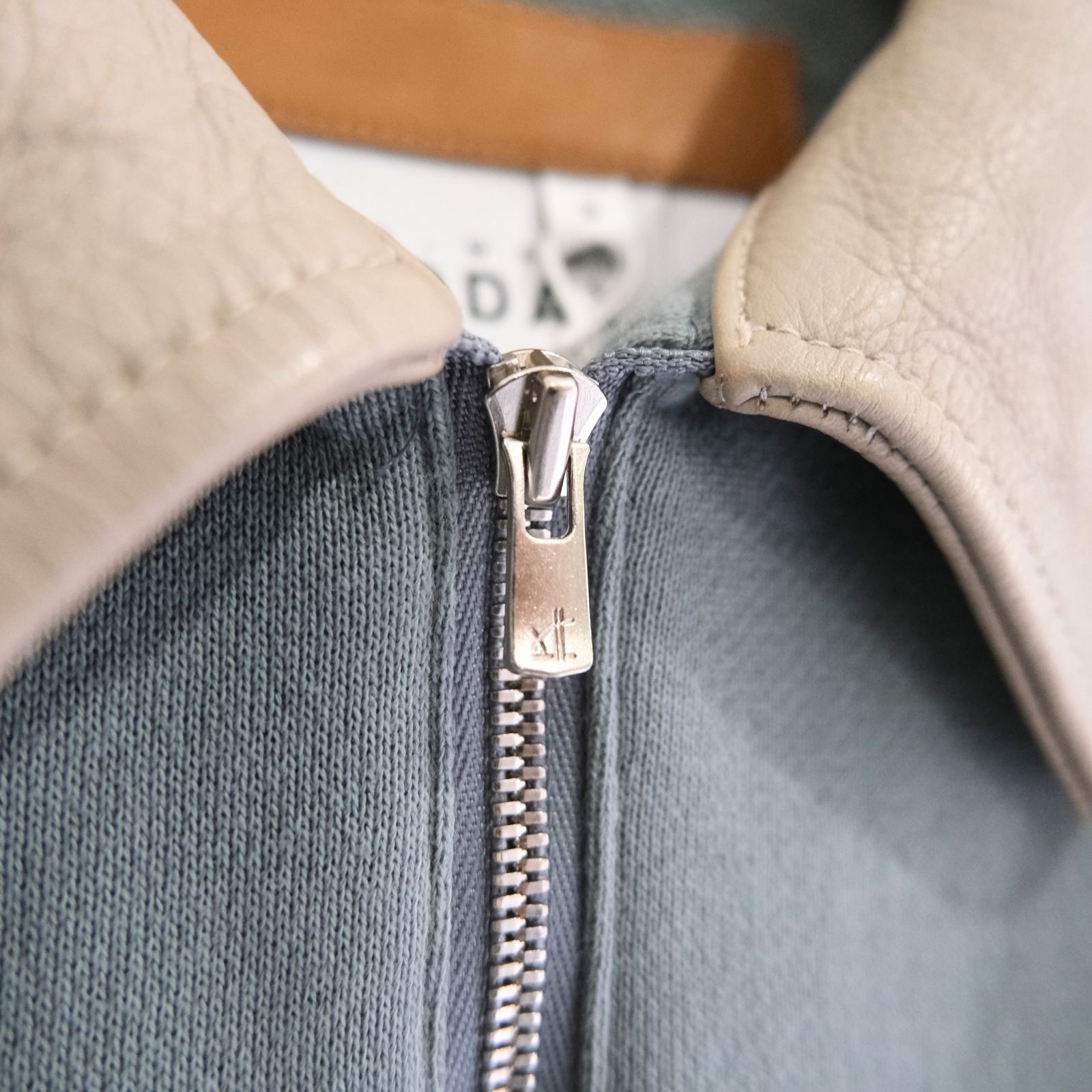 "BROTHERS" Leather x Original Supima Aging Cotton Sweat（DUSTY GREEN）