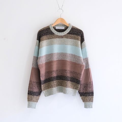 GRADATION STRIPE CREWNECK SWEATER（POWDER BLUE）