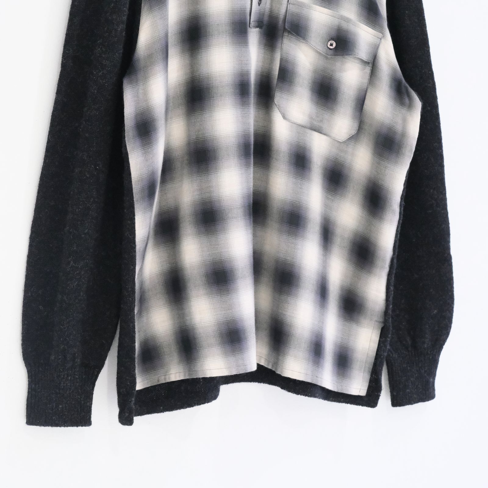 OMBRE CHECK PULLOVER KNIT SHIRTS ‐Cotton / Yak & Wool‐ / ニットシャツ / ニット / シャツ / プルオーバー /  オンブレチェック / Check