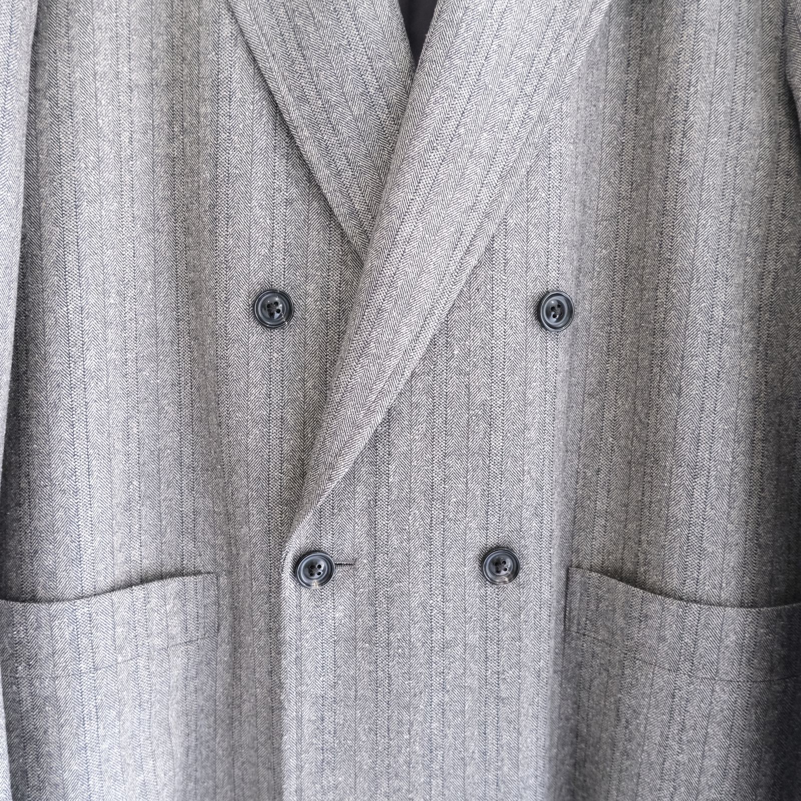 【残り1点】W/S HERRINGBONE STRIPE DB JKT（TAUPE GREY）