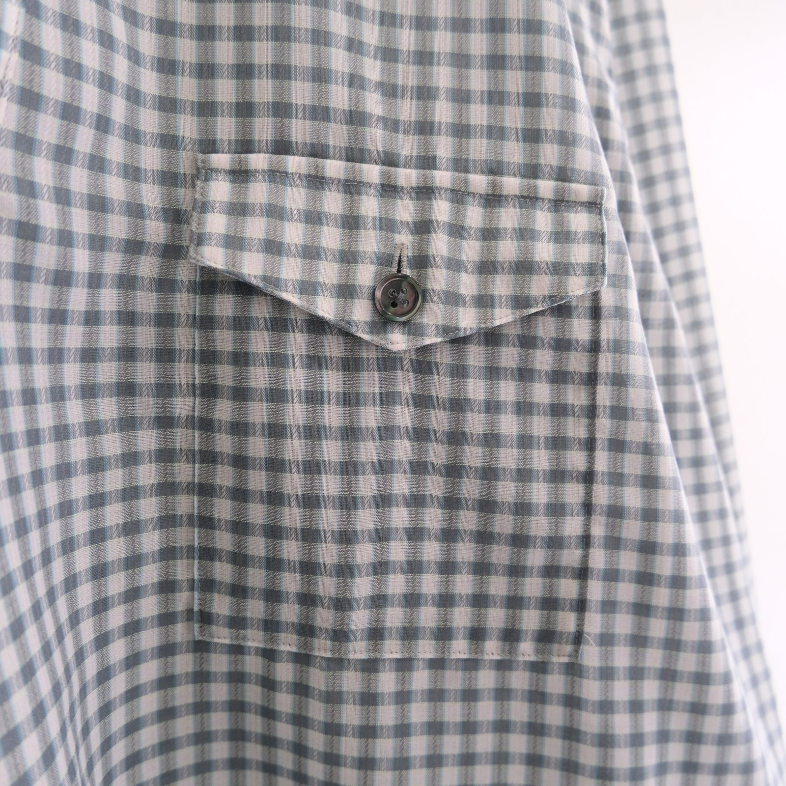 SUPER LIGHT WOOL CHECK SKIPPER SHIRT / スーパー ライト ウール チェック スキッパー シャツ（GREEN GREY）