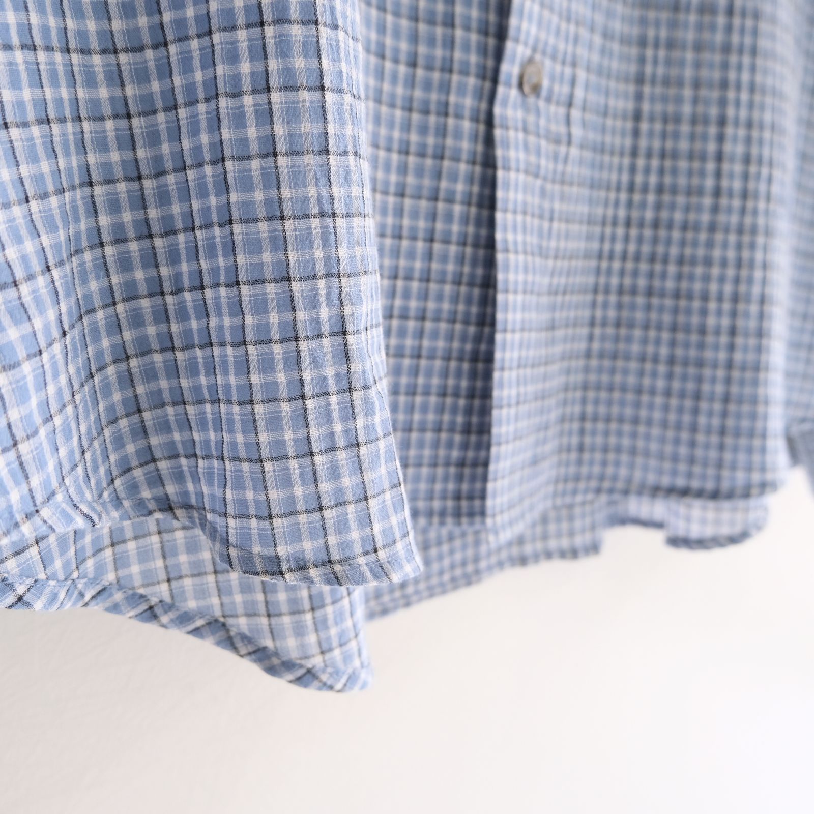 PREMIUM RONACHECK WRINKLE OVER SIZED SHIRTS / シャツ / LIGHT SKY BLUE