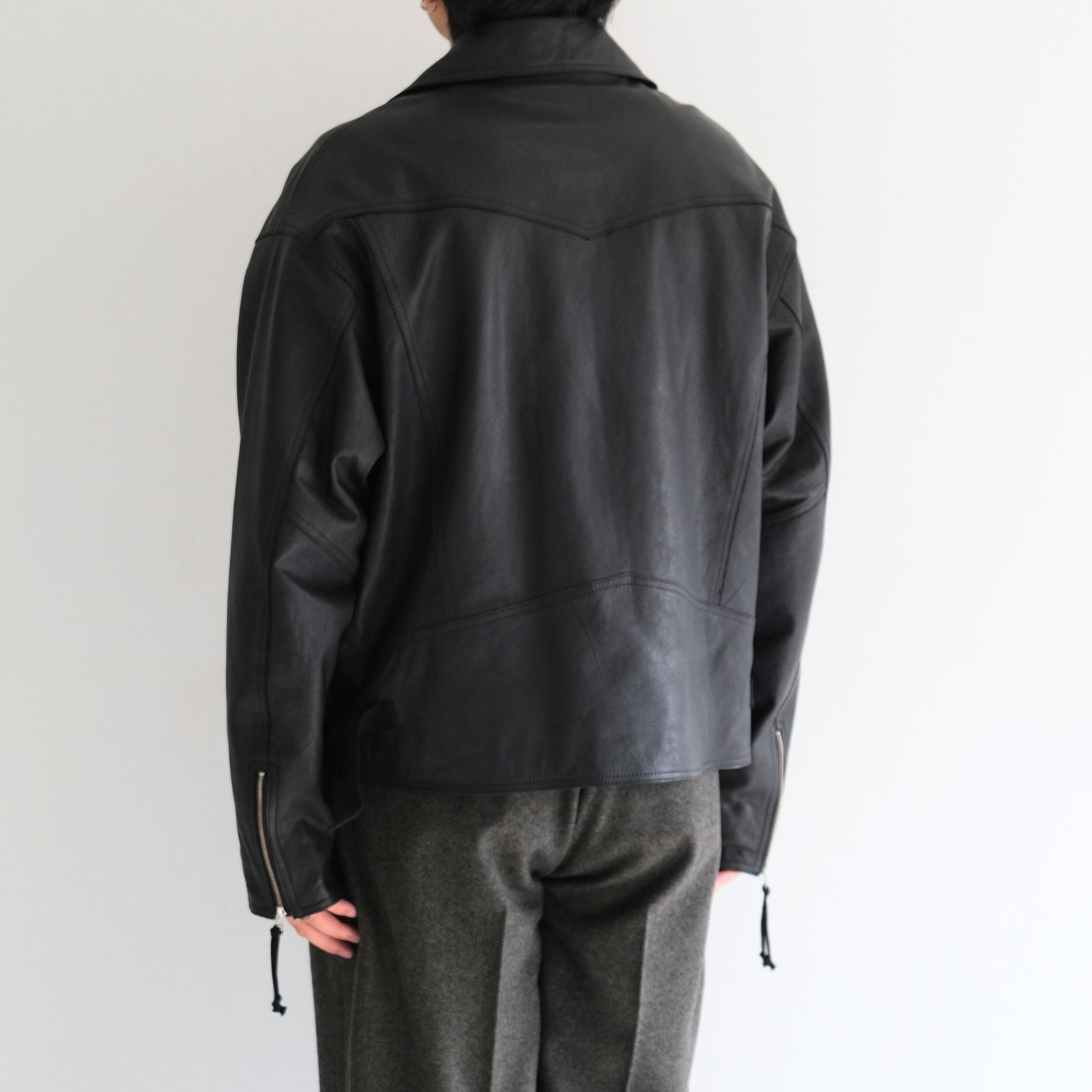 COW SKIN BAGGY RIDER JACKET / SandWaterr × CCU / ジャケット / レザージャケット / ライダース / COW SKIN / 牛革 / BLACK