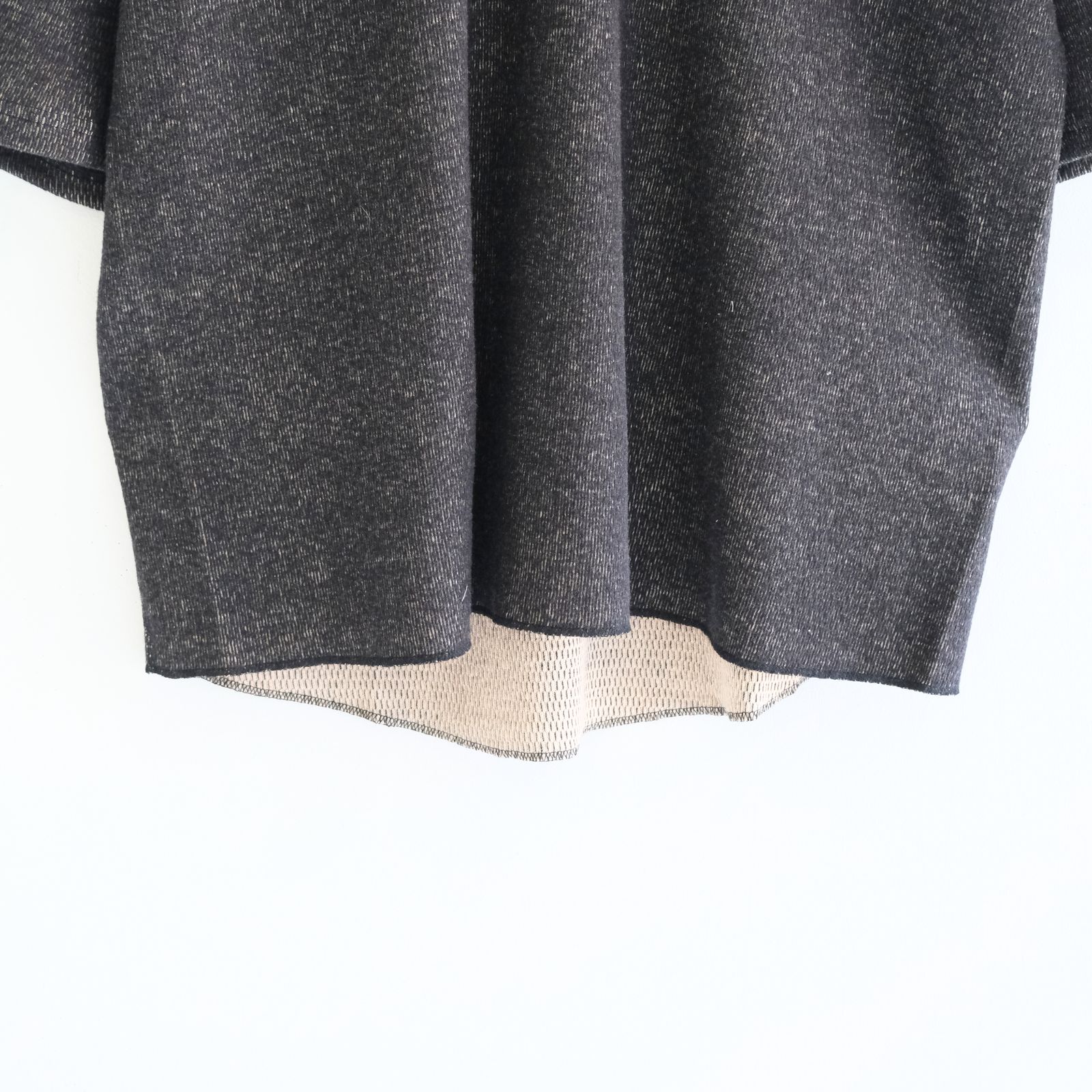 ORGANIC COTTON THERMAL TEE - Mixed ”UNSTAINED” yarn - /  Tシャツ / BLACK