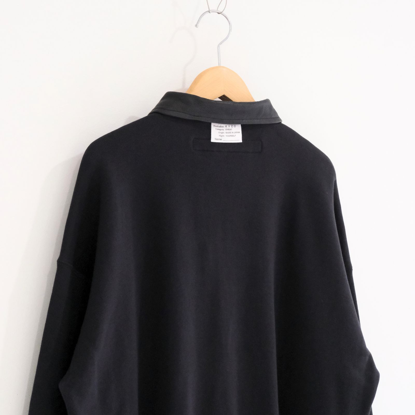 【残り1点】"BROTHERS" Leather x Original Supima Aging Cotton Sweat（BLACK）