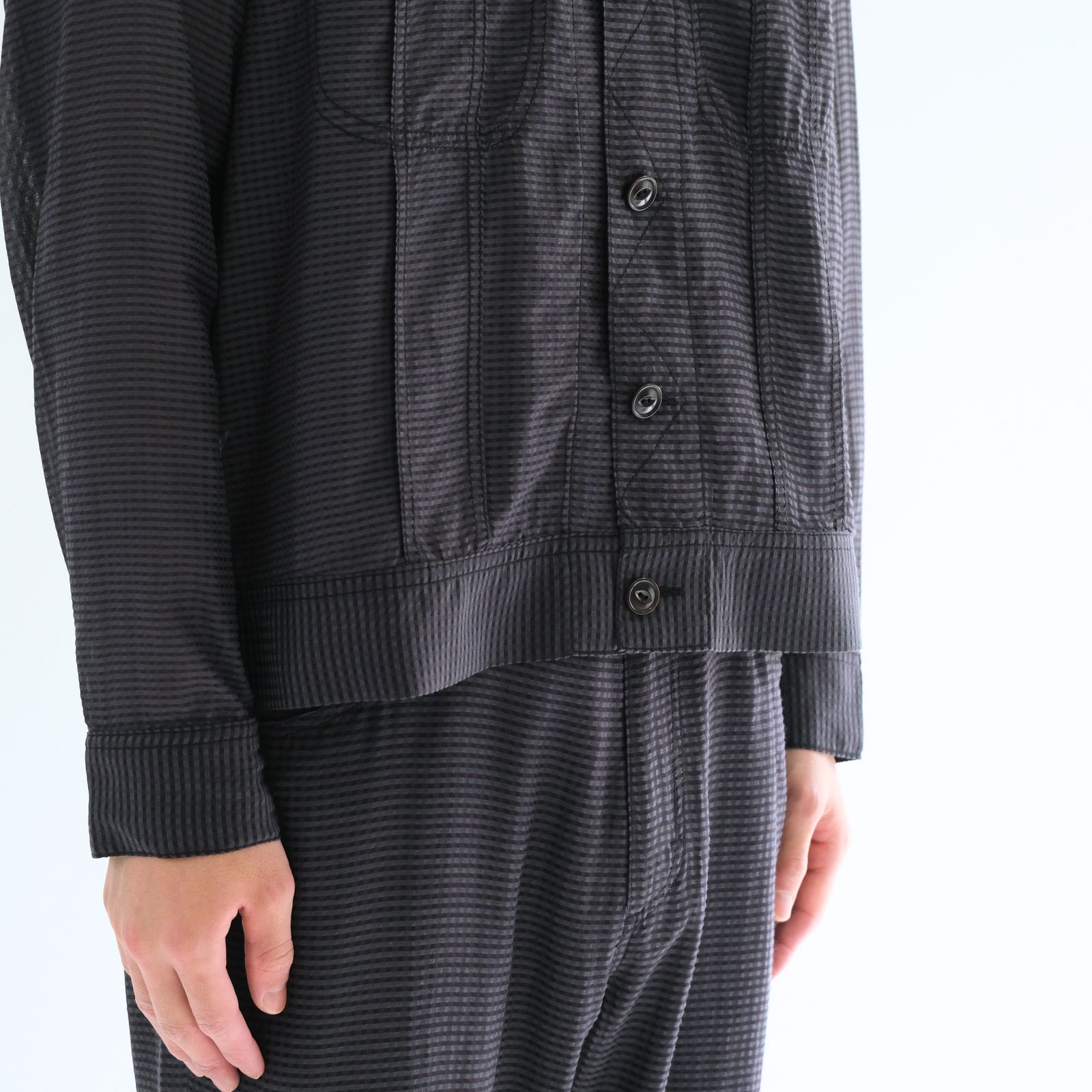 Lee / SEVEN BY SEVEN / SHEER COWBOY JACKET ‐Gingham Check Indian fabric‐ （Navy）