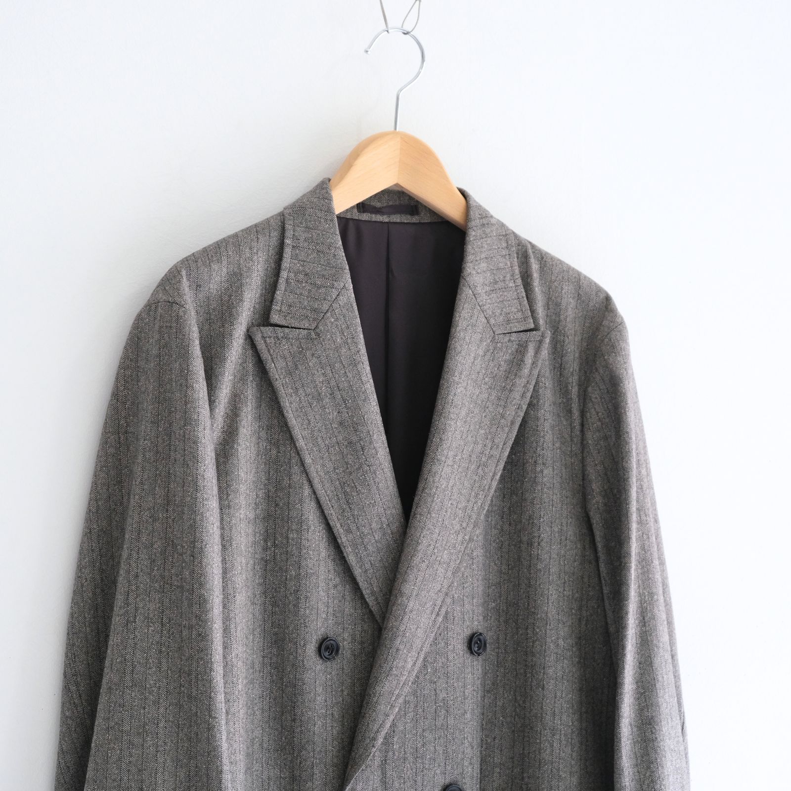 【残り1点】W/S HERRINGBONE STRIPE DB JKT（TAUPE GREY）