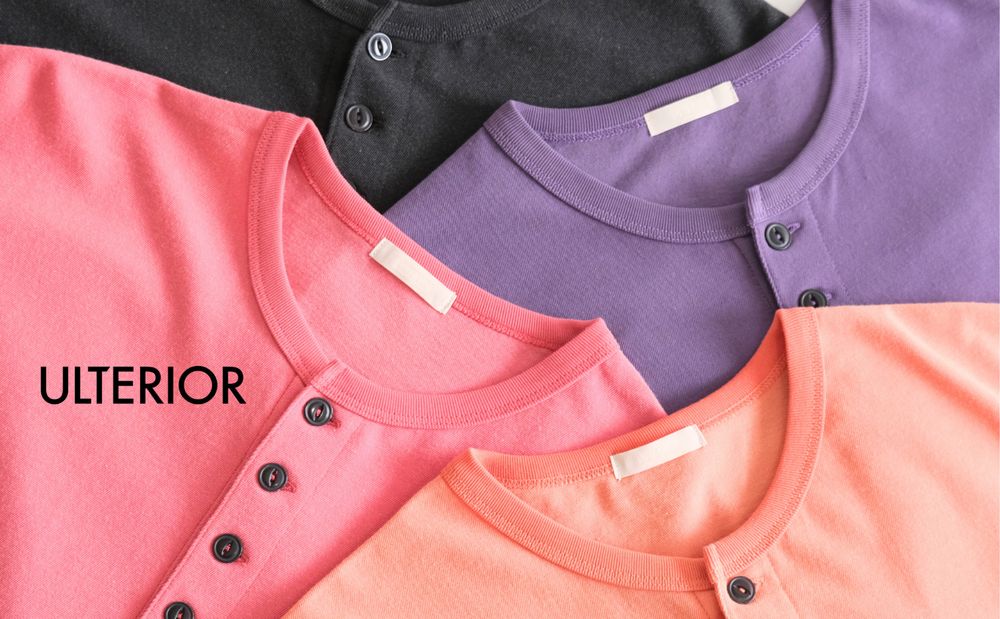 【ULTERIOR / アルテリア】ビンテージのヘンリーネックTシャツをモダンに再構築。（26SS）（FADED TWIST TENJIKU HENLEY-NECK TOP)