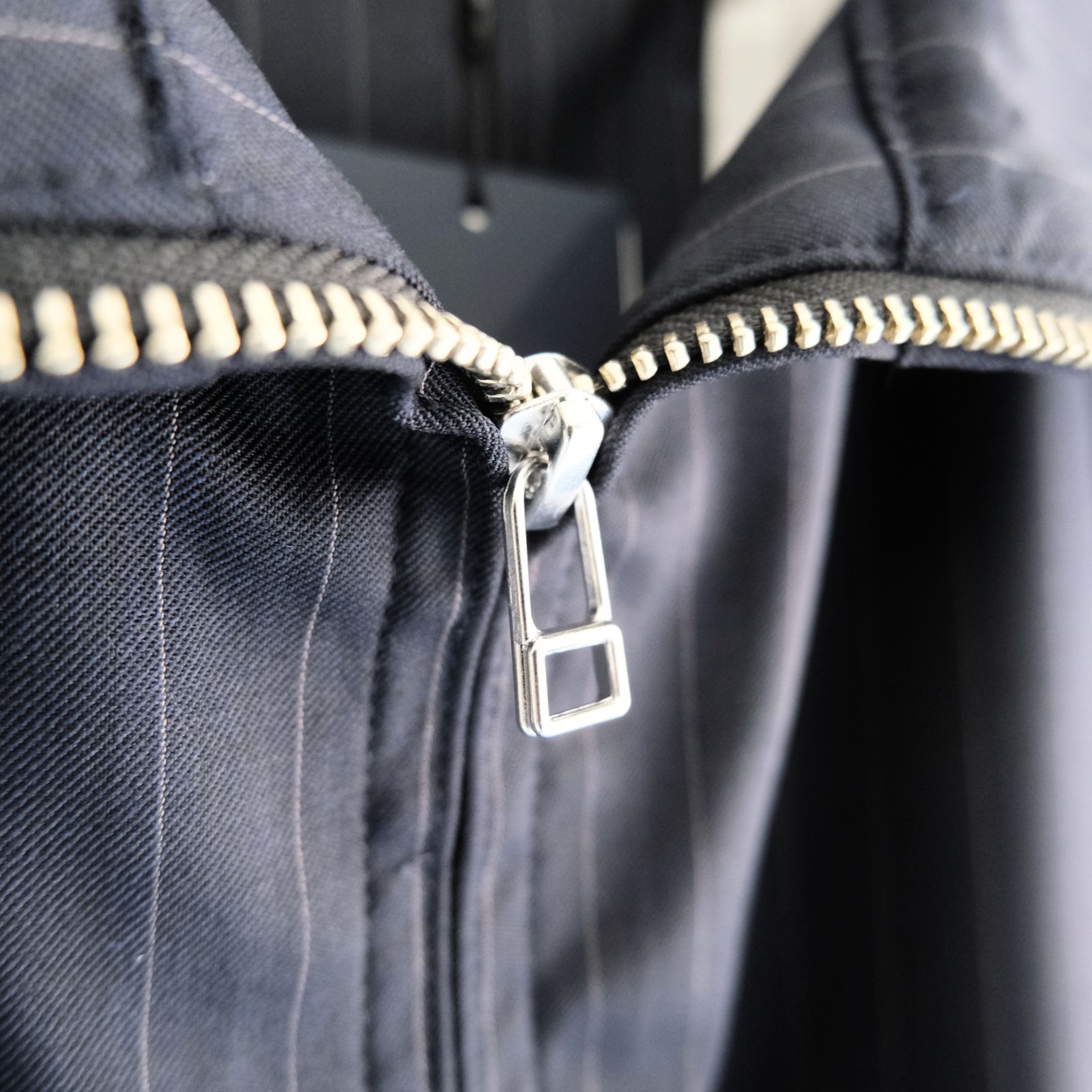 Merino Wool Stand Collar Blouson / メリノウール スタンドカラー ブルゾン（NAVY STRIPE）