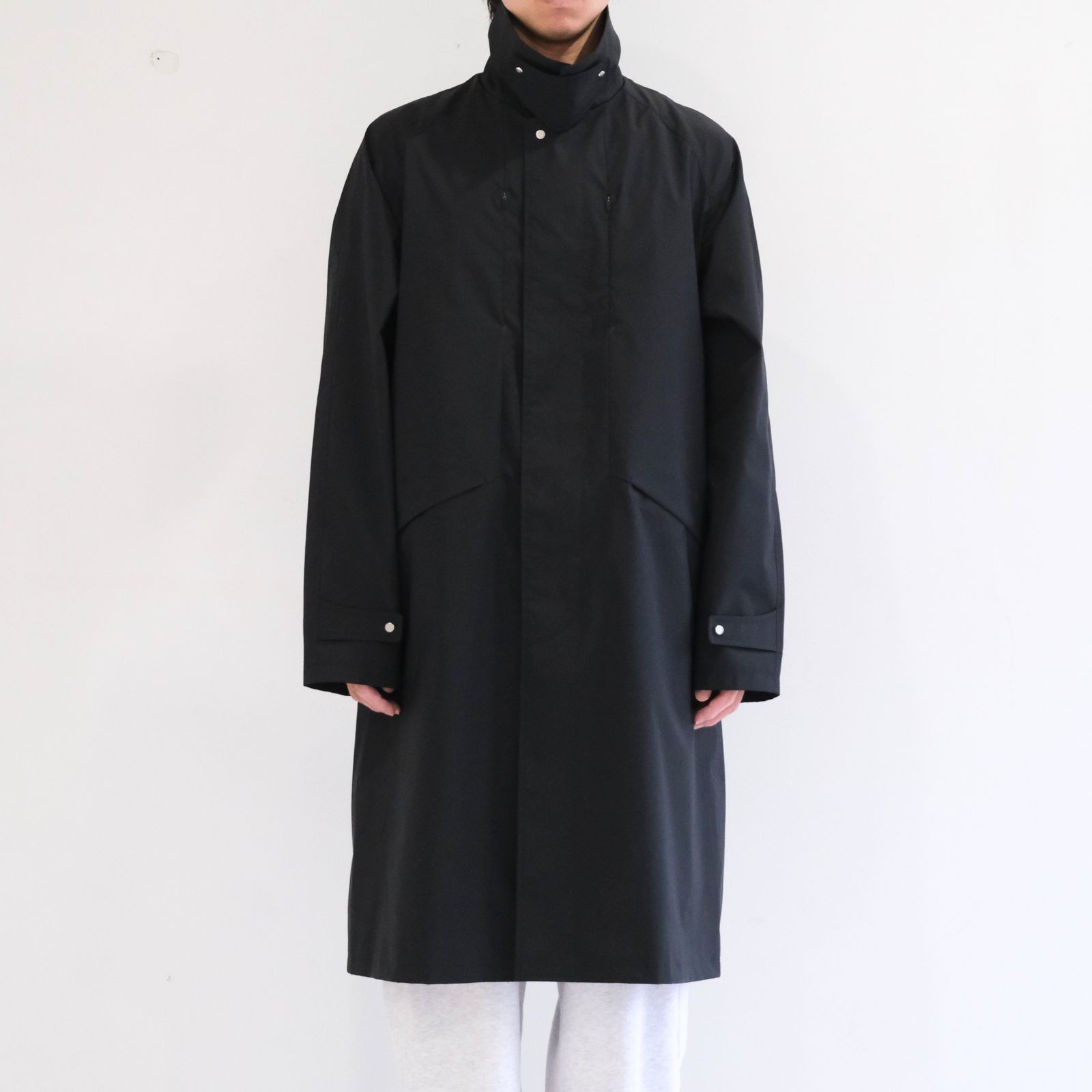 WATER RESISTANT WOOL BALMACAAN COAT（BLACK）