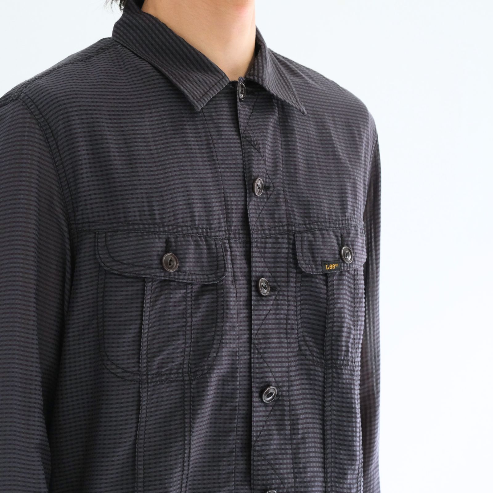 Lee / SEVEN BY SEVEN / SHEER COWBOY JACKET ‐Gingham Check Indian fabric‐ （Navy）