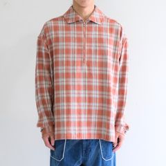 【残り1点】"ELWOOD" Half Zip Check Shirts（SALMON PINK）