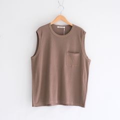 WRAP AROUND SLEEVELESS POCKET TEE ‐Recycle supima waffle‐ / ラップアラウンドスリーブレスポケットTEE ‐リサイクルスーピマワッフル‐（Brown）