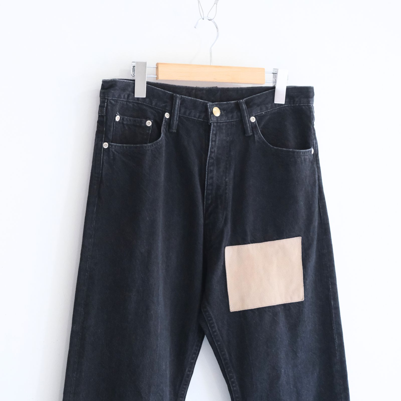 "JUDE II" LEATHER New Standard Straight by 12oz Denim（BLACK）