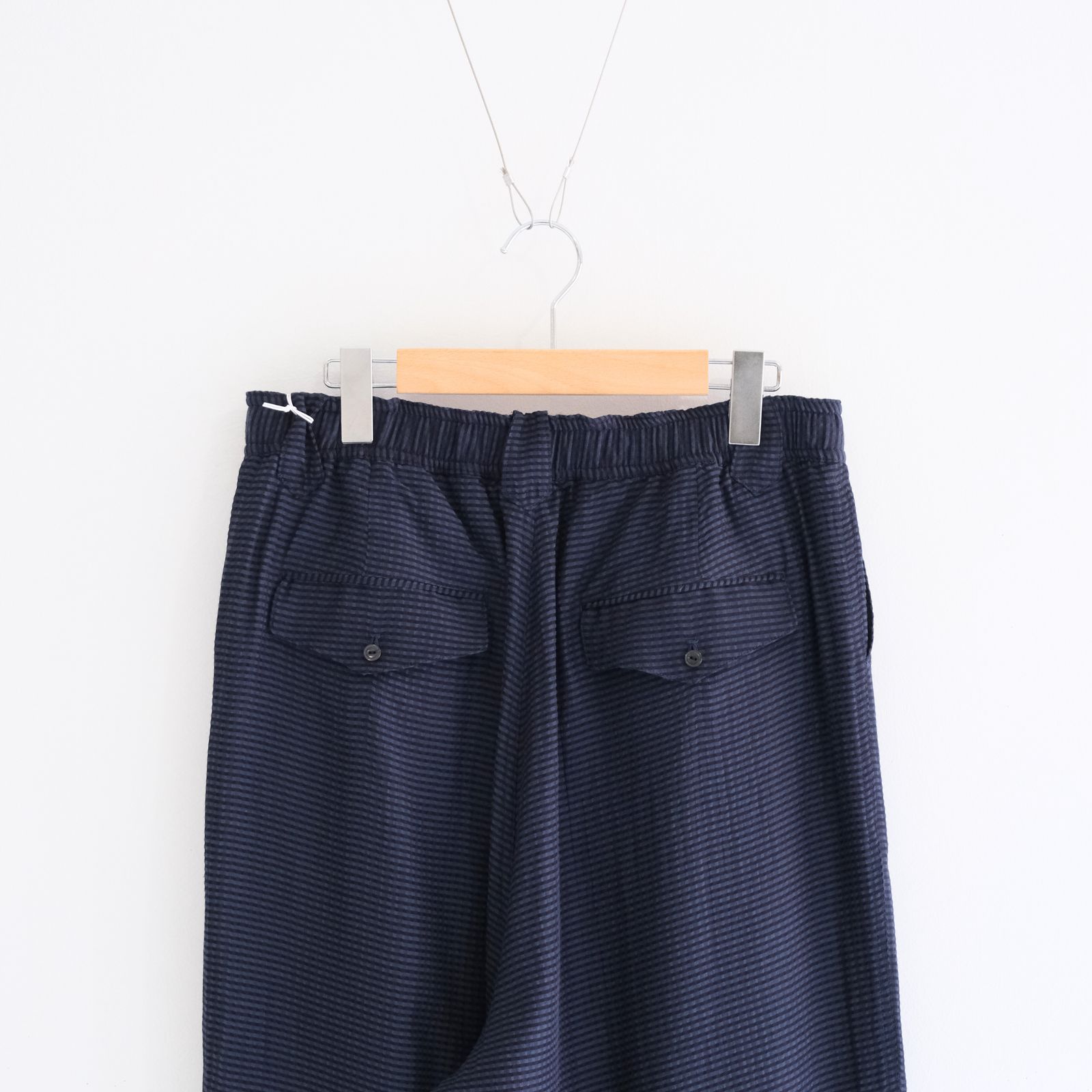 SHEER WESTERN EASY TROUSERS - Gingham check Indian fabric - / パンツ / NAVY