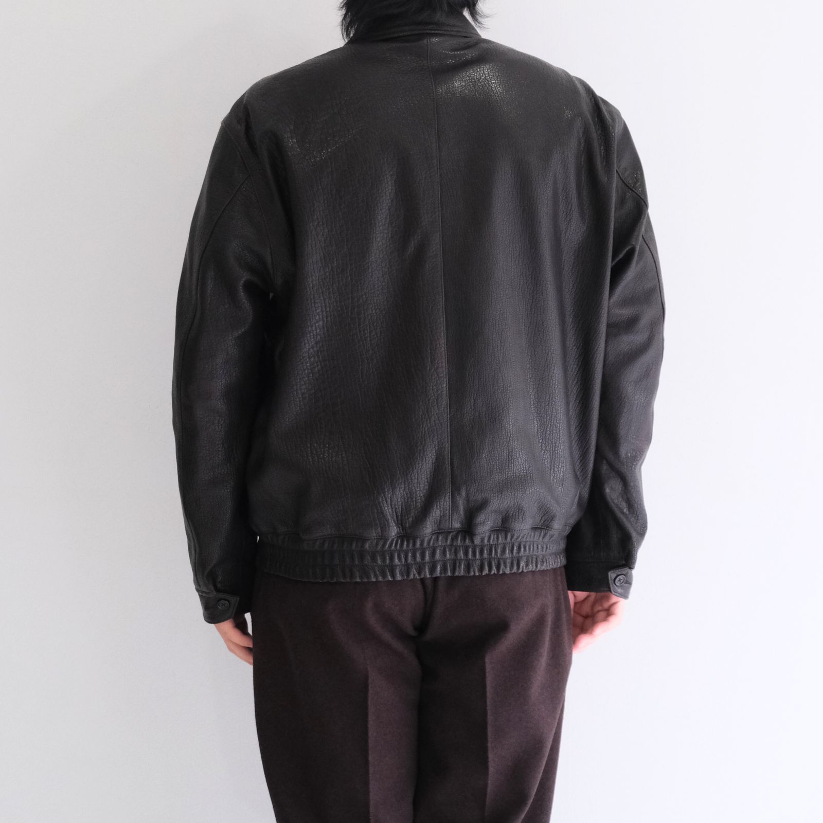 LEATHER ZIP UP BLOUSON ‐Sheep Shrink leathe‐ / ジャケット / レザージャケット / Sheep leather / 羊革 / Black