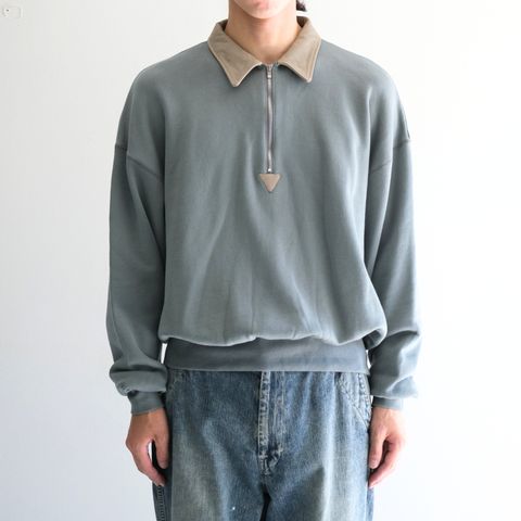 "BROTHERS" Leather x Original Supima Aging Cotton Sweat（DUSTY GREEN）