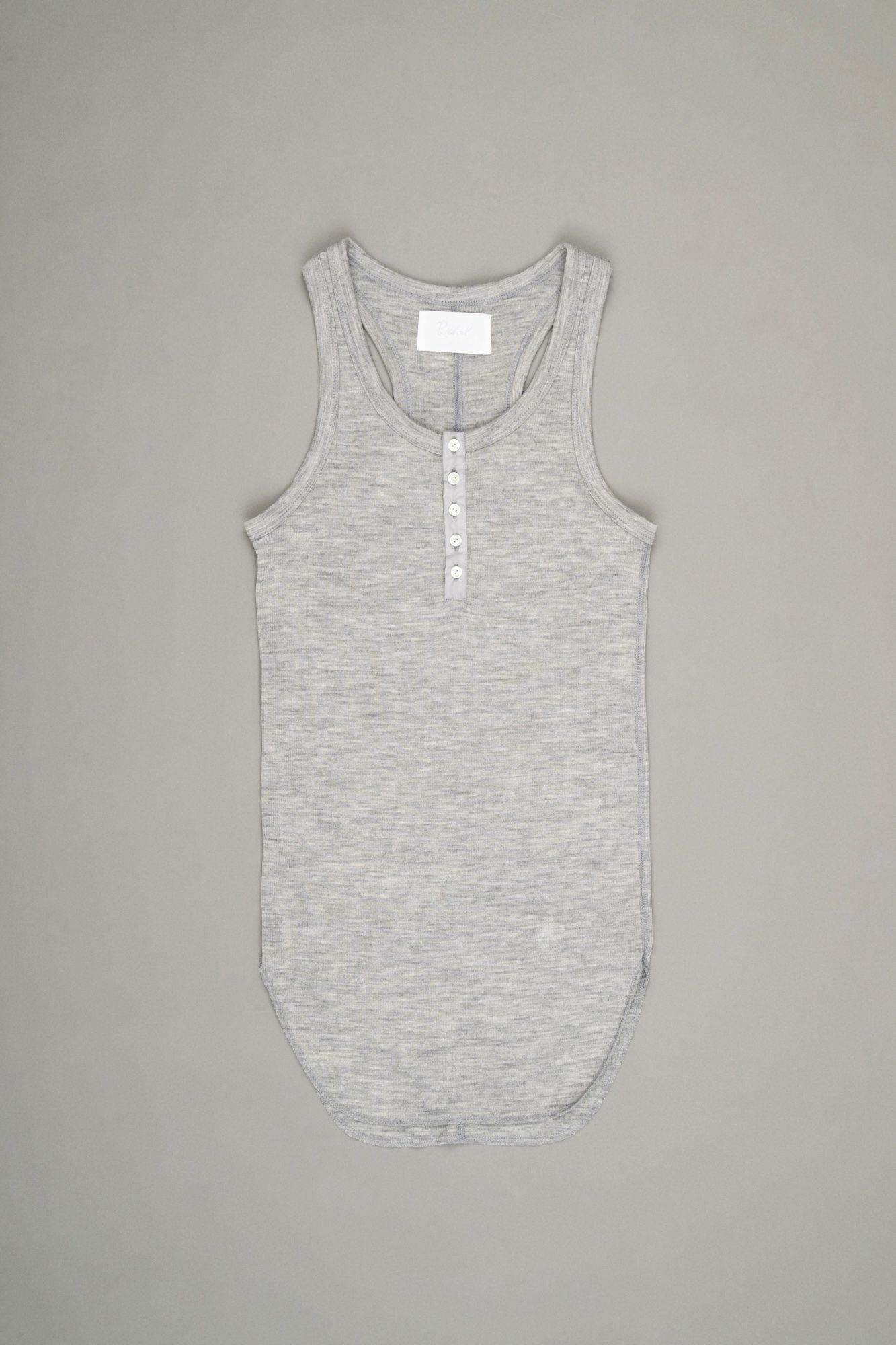 Henley Neck Tank Top（Heather Gray）
