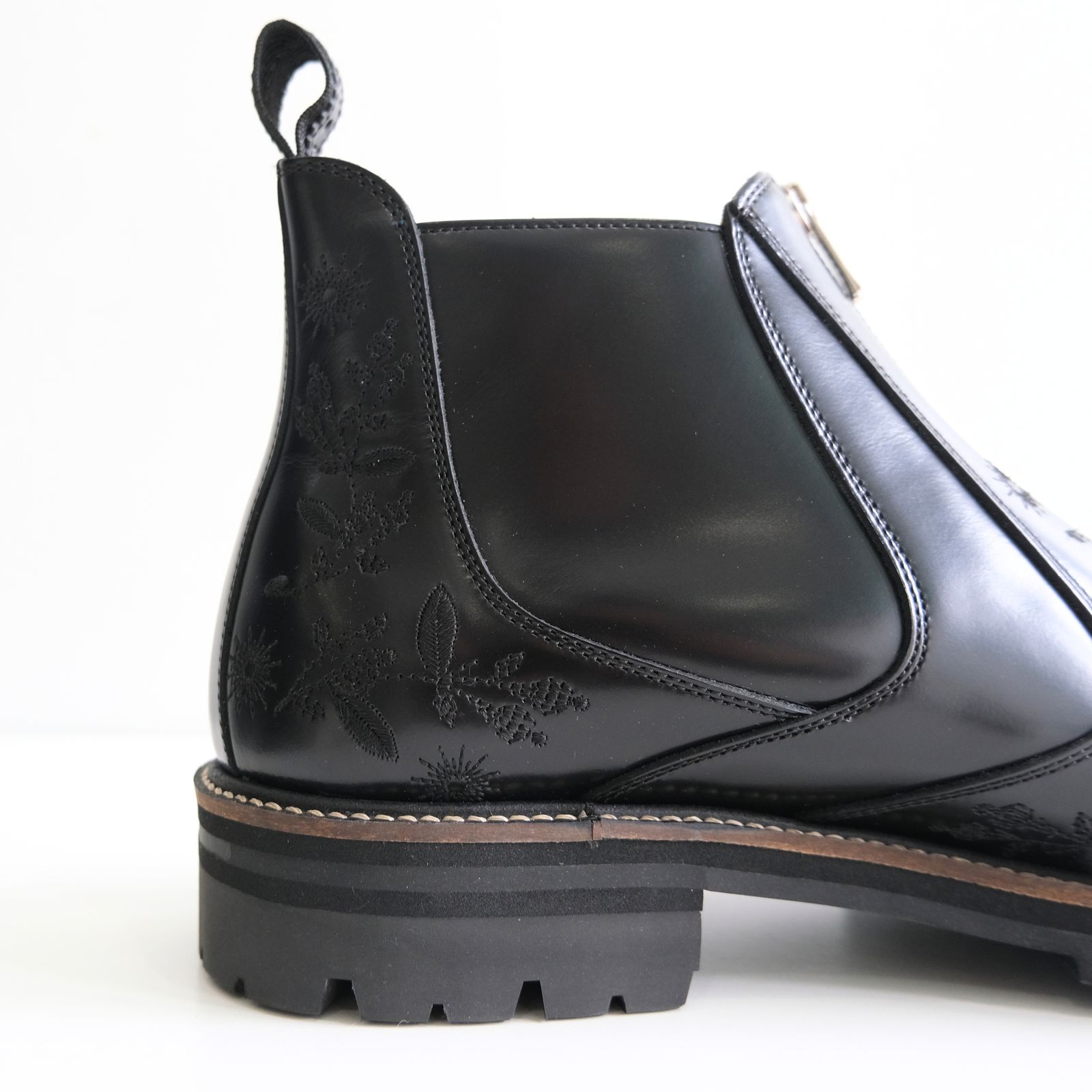 "HUNTER" Embroidered Front-zip Hunting Boots by HARUTA（BLACK）