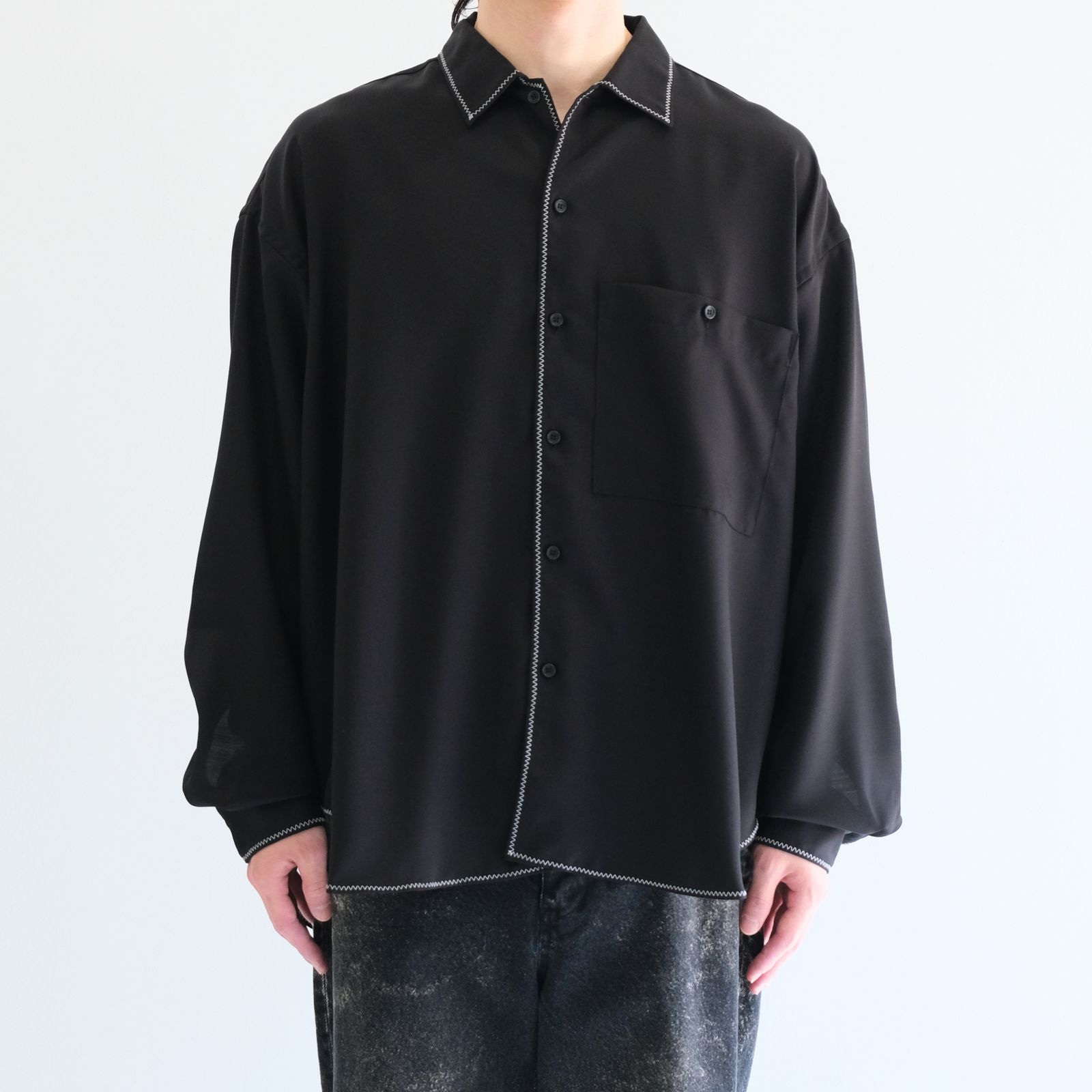 Stitch L/S Shirts / スティッチ L/S シャツ（Black）