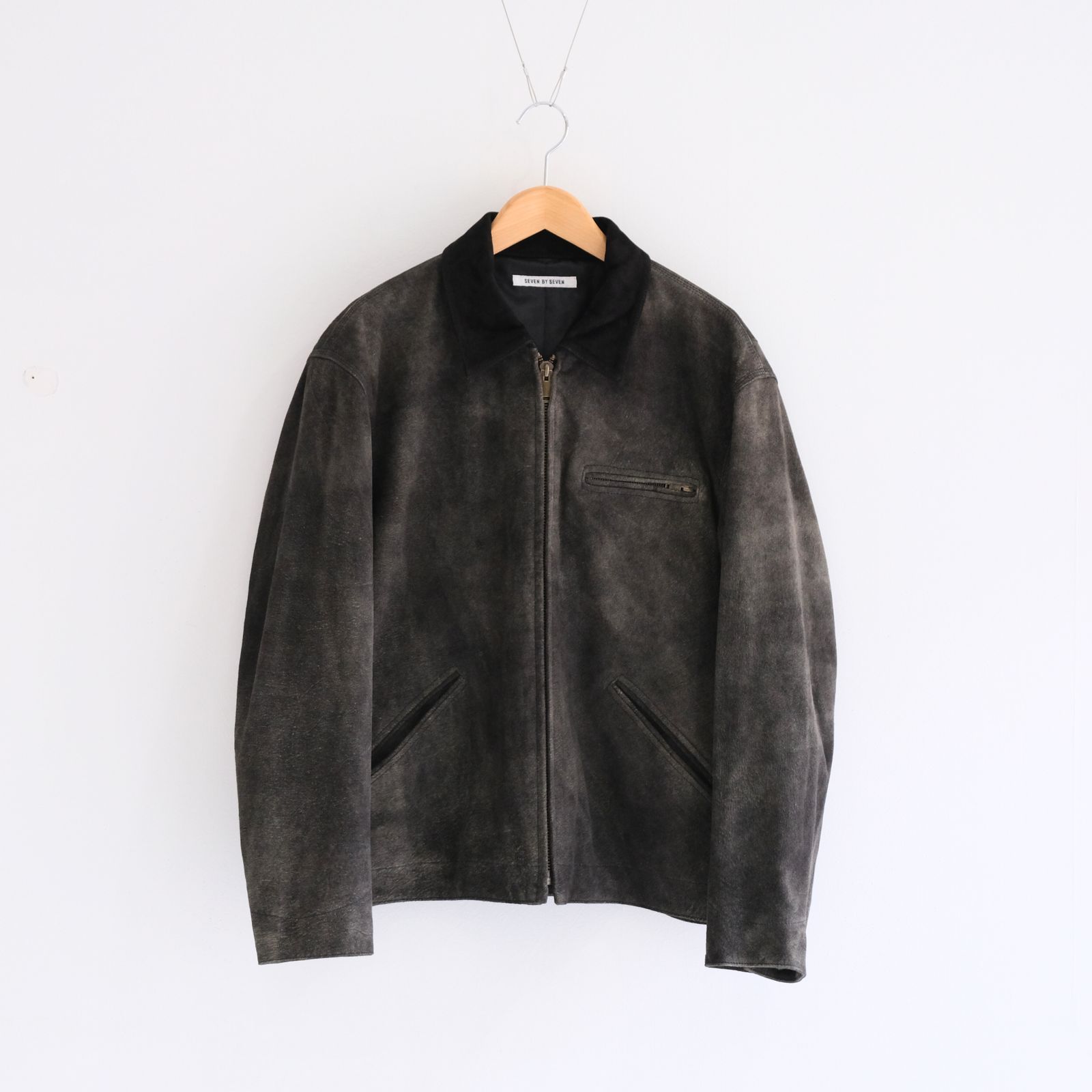 LEATHER DETROITJACKET ‐Goat suede Antique finish‐ / レザージャケット / ゴートレザー / アンティーク加工 / Black