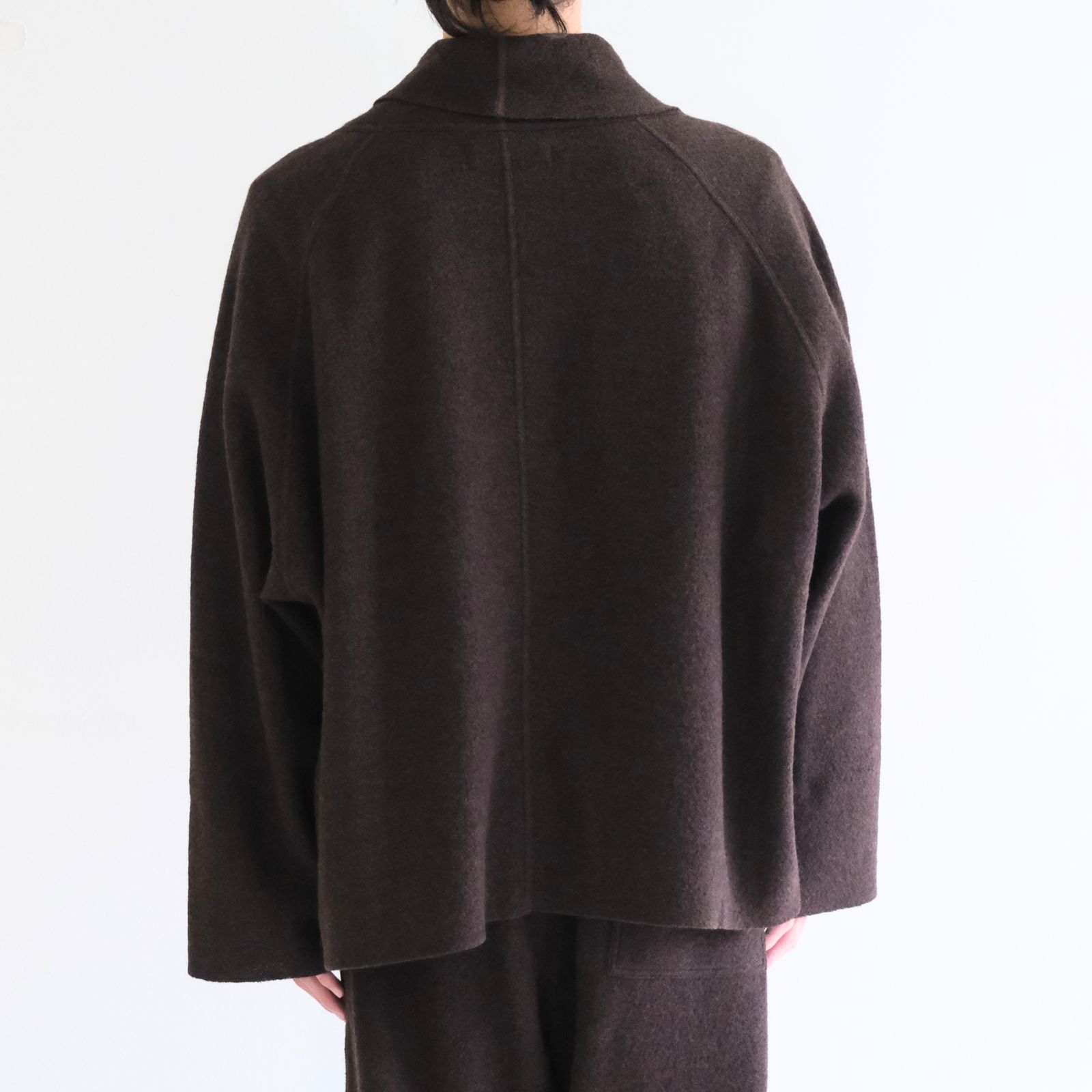 【残り1点】CARDIGAN JACKET  ‐Hard Twist Crepe Knit‐（Brown）