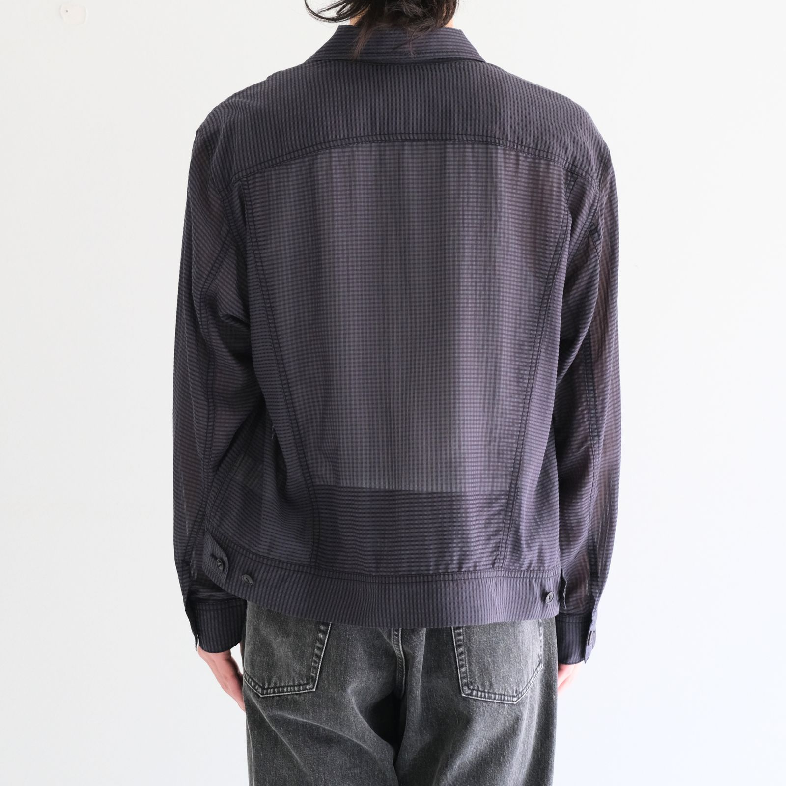 Lee / SEVEN BY SEVEN / SHEER COWBOY JACKET ‐Gingham Check Indian fabric‐ （Navy）