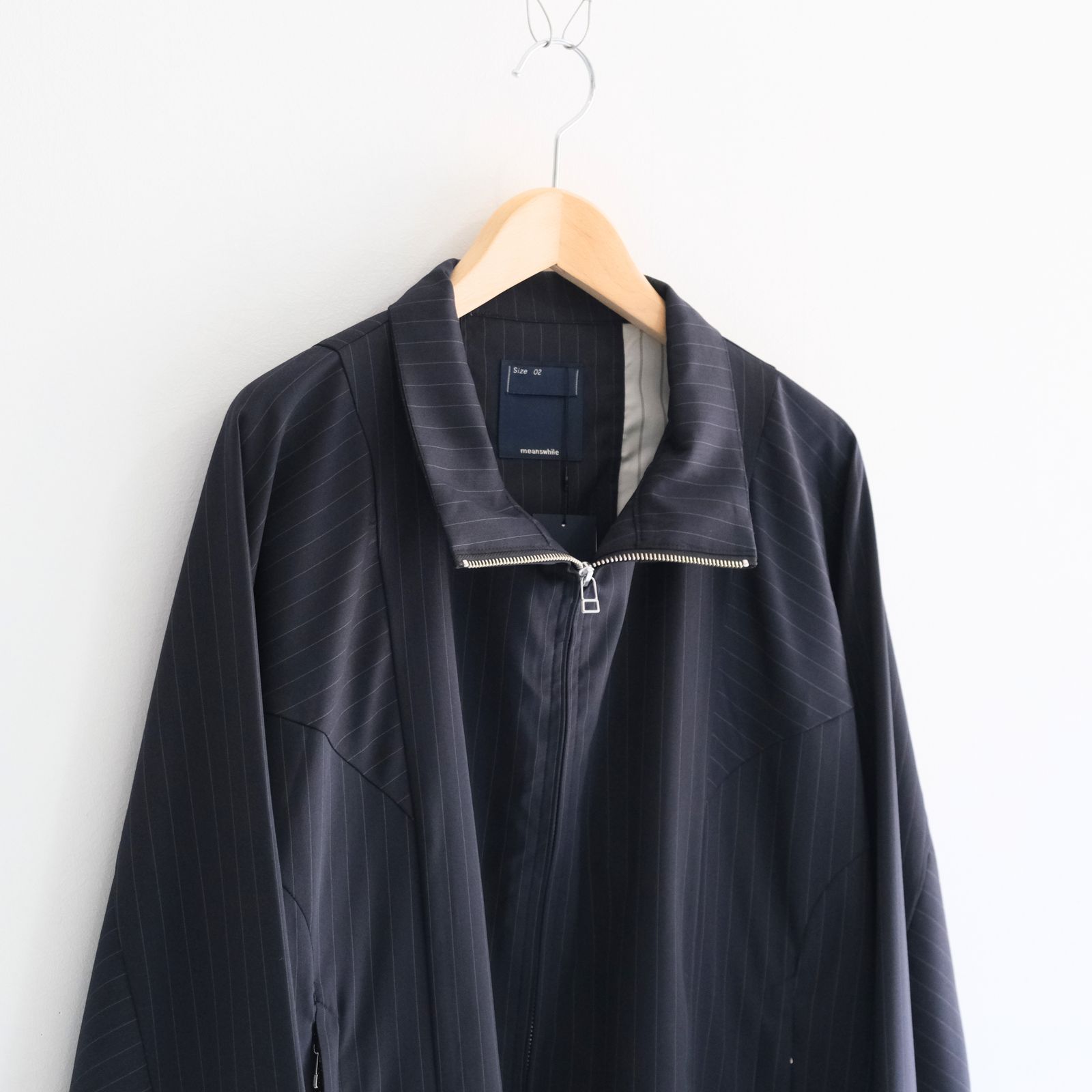 Merino Wool Stand Collar Blouson / メリノウール スタンドカラー ブルゾン（NAVY STRIPE）