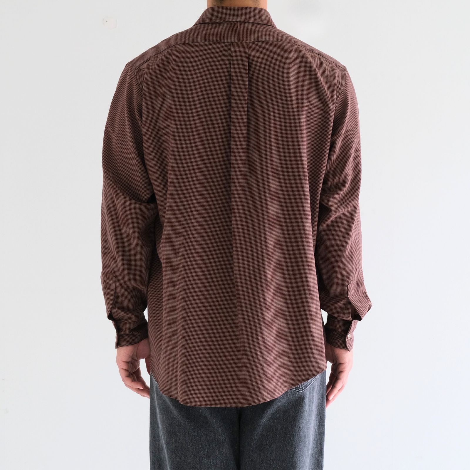 RAYON LINEN CHECK SHIRT / シャツ / チェック / BROWN・BLACK