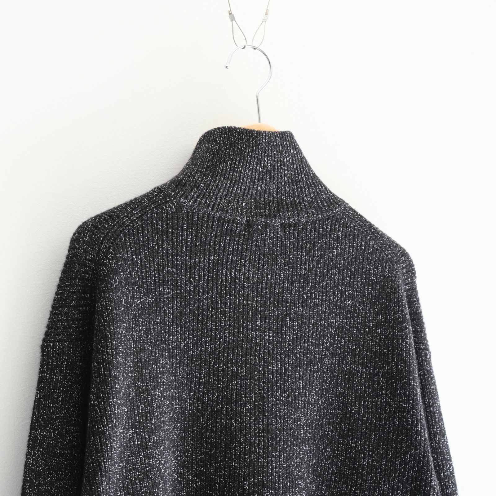 W/C MEALANGE RIB DRIVERS KNIT / ニット/ ドライバーズニット / メリノウール / BLACK