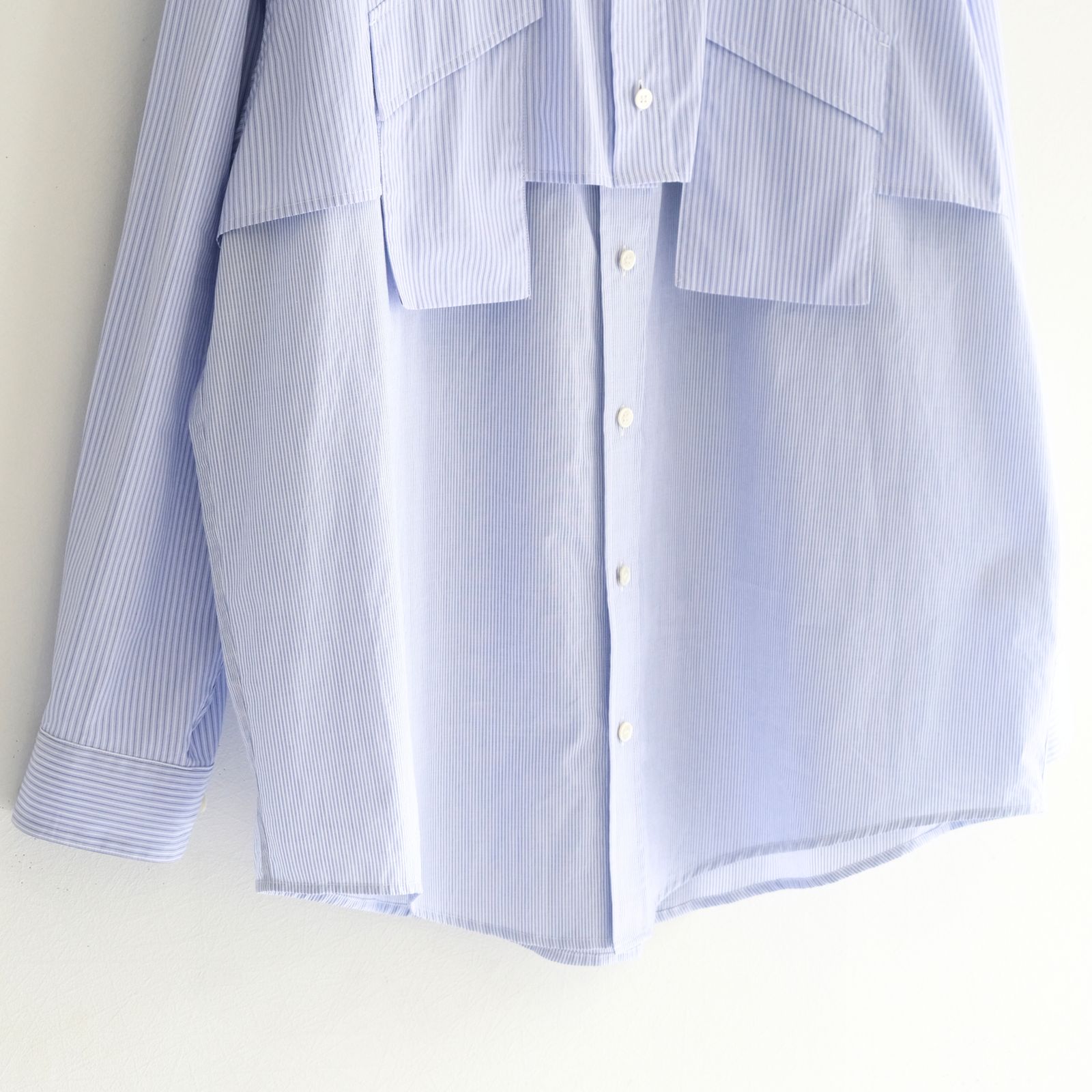 【残り1点】Layered Shirt / レイヤード シャツ（Sax Stripe）