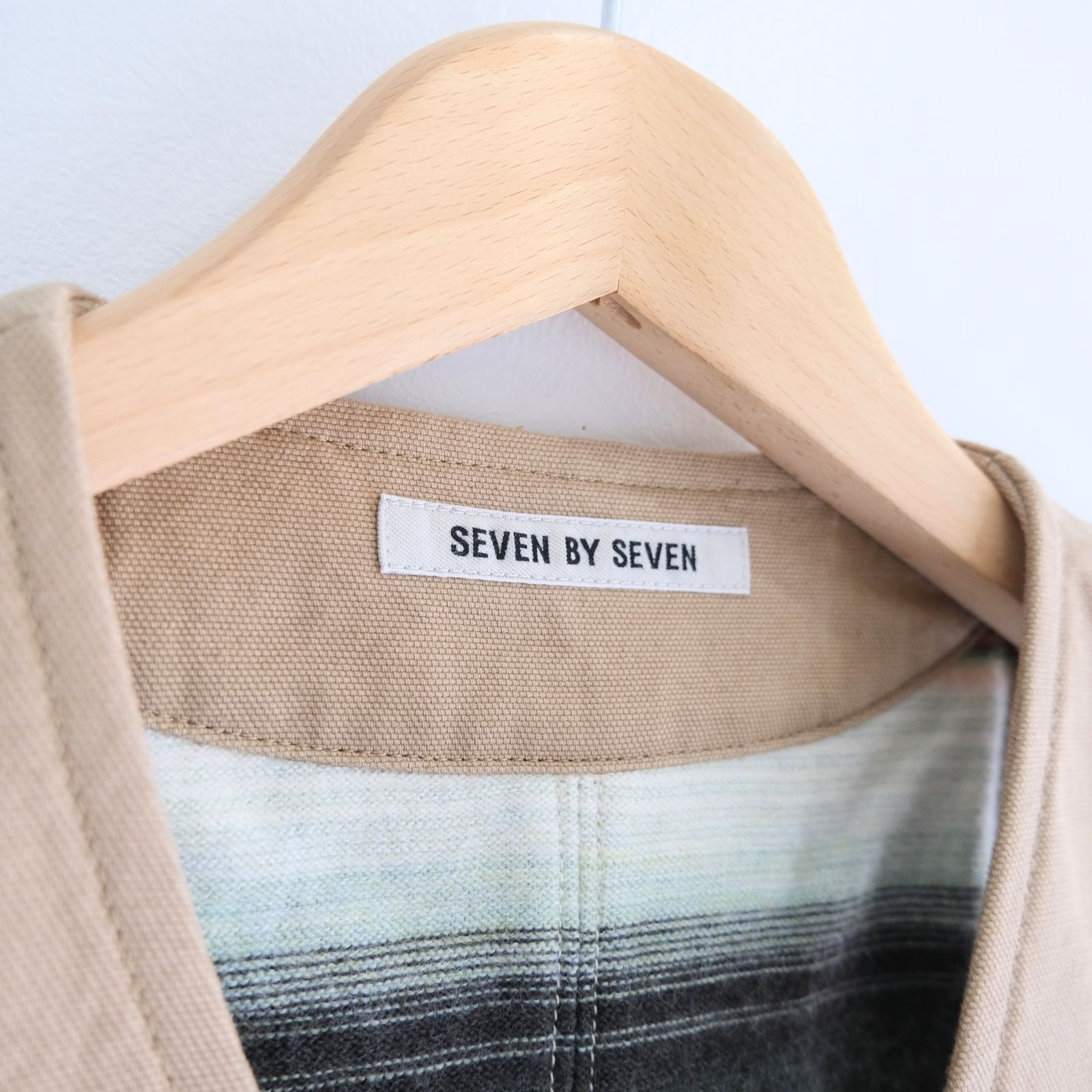 【残り1点】WORK VEST - Duck / Native Border Knit Lining -（Beige）
