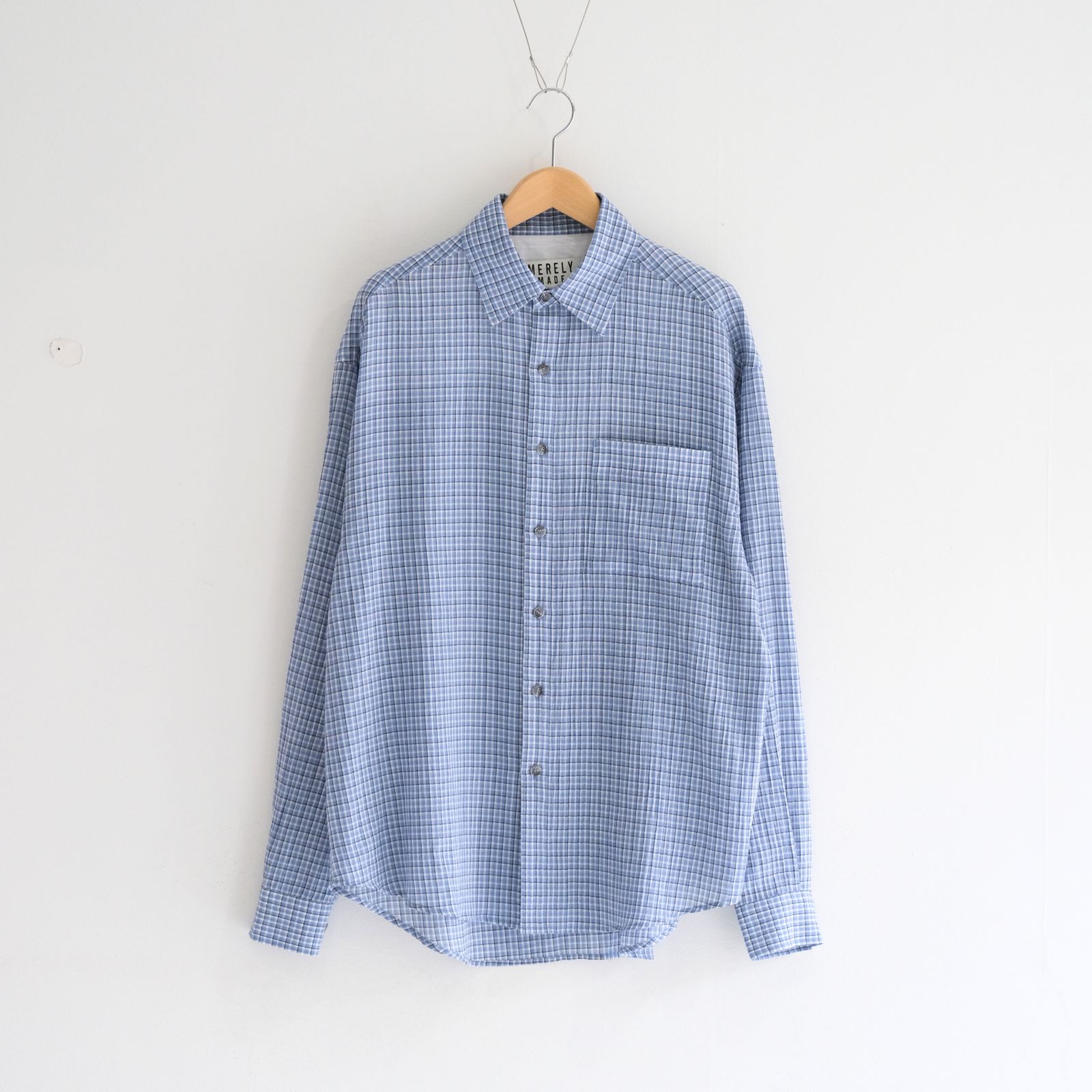 PREMIUM RONACHECK WRINKLE OVER SIZED SHIRTS / シャツ / LIGHT SKY BLUE