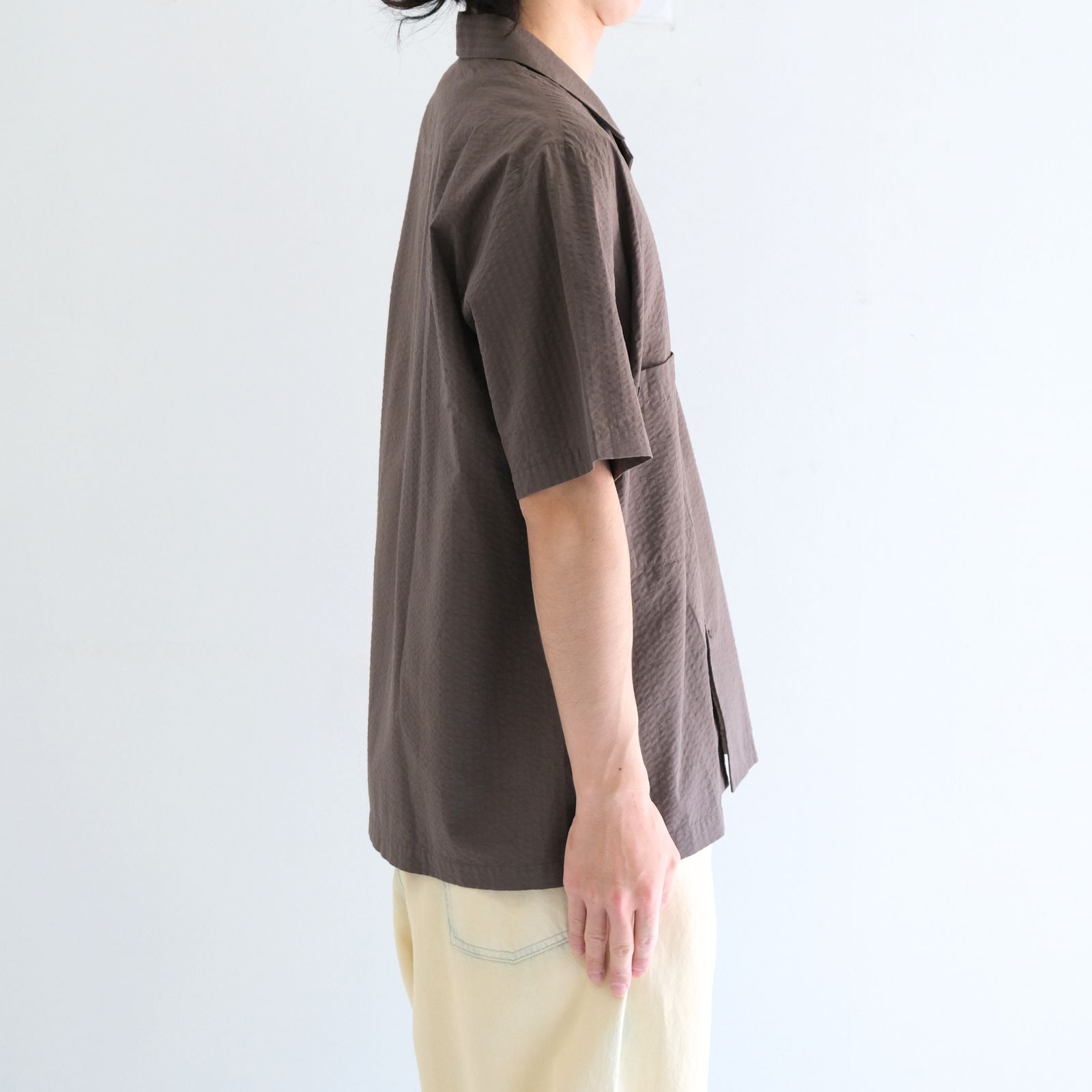 【残り1点】Mirari Seersucker Shirt / ミラリ シアサッカー シャツ（BROWN）