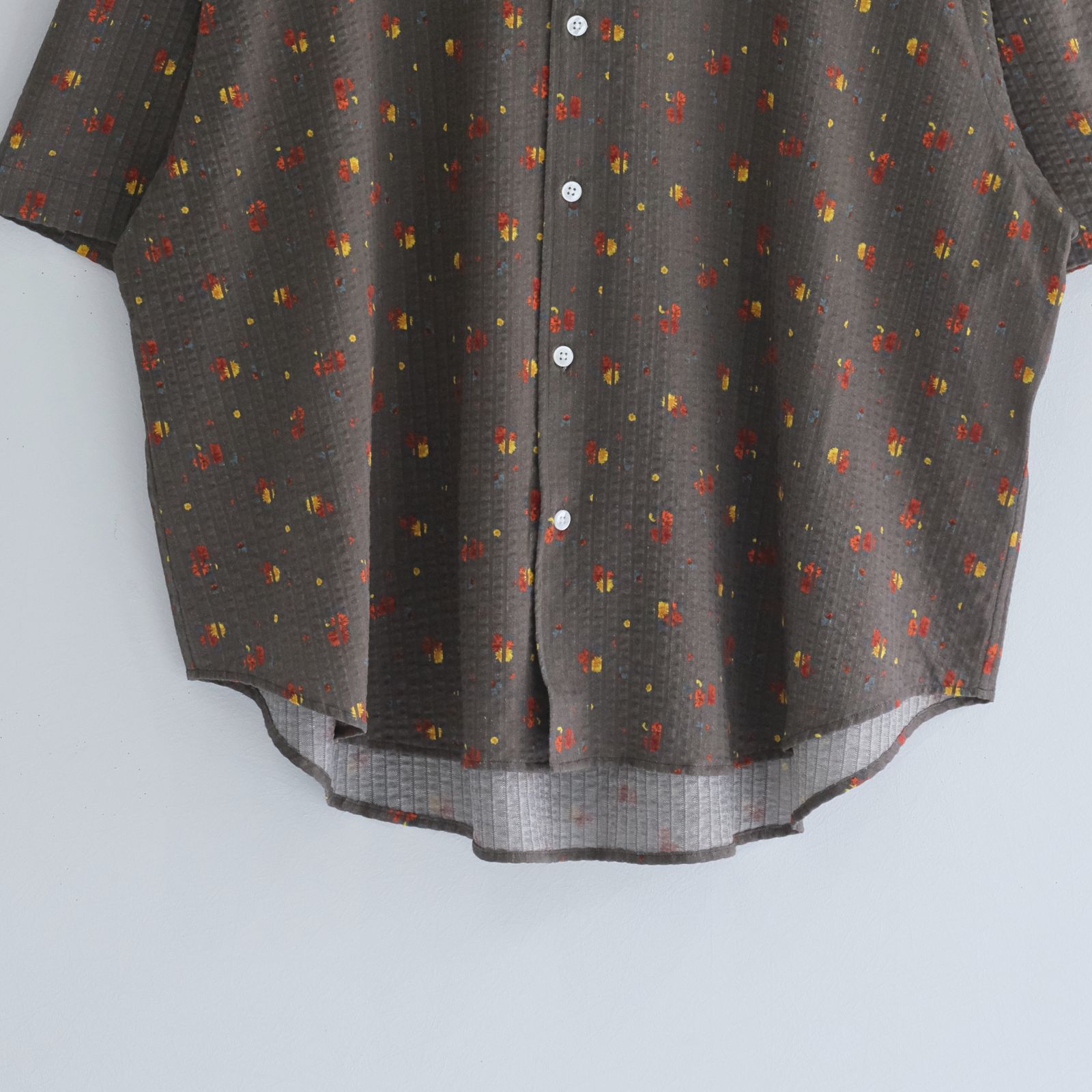 36G Linen Sucker Flower Atmosphere S/S Shirt / シャツ / 半袖 / ニットサッカー生地 /  KHAKI