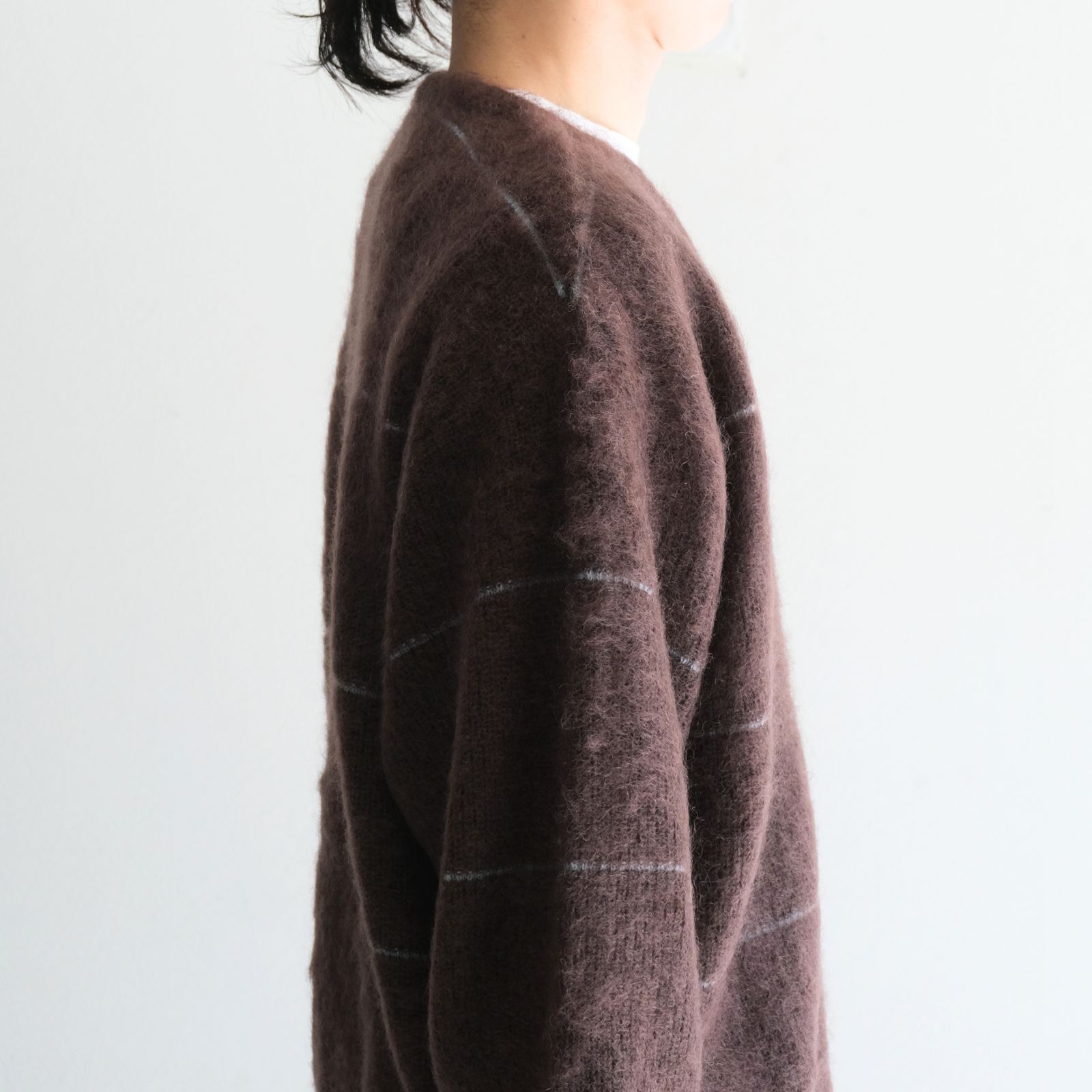 【残り1点】MOHAIR BOARDER CARDIGAN（BROWN）