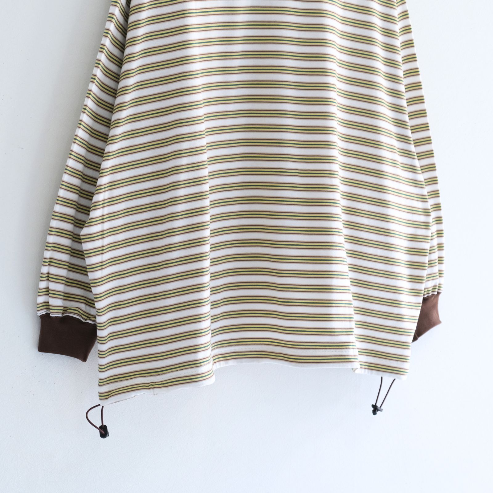 【販売開始 : 7/18 (土) 00:00~】Balloon Border Long-sleeve T-Shirt（BROWN x GREEN）