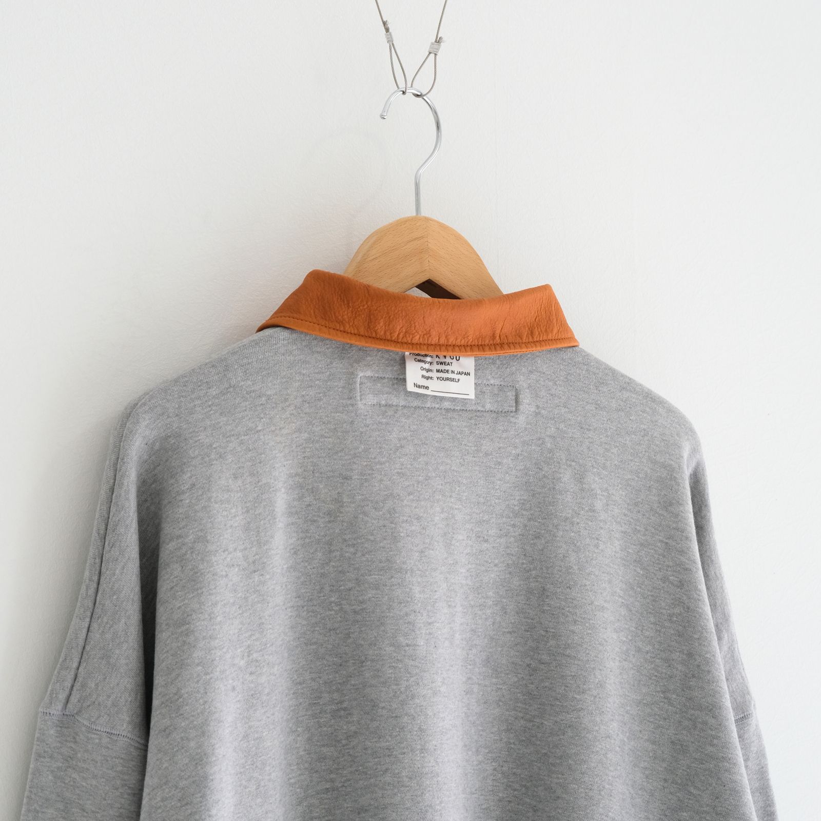 "BROTHERS" Leather × Original Supima Aging Cotton Sweat / ハーフジップ / スウェット / レザー / M.GRAY