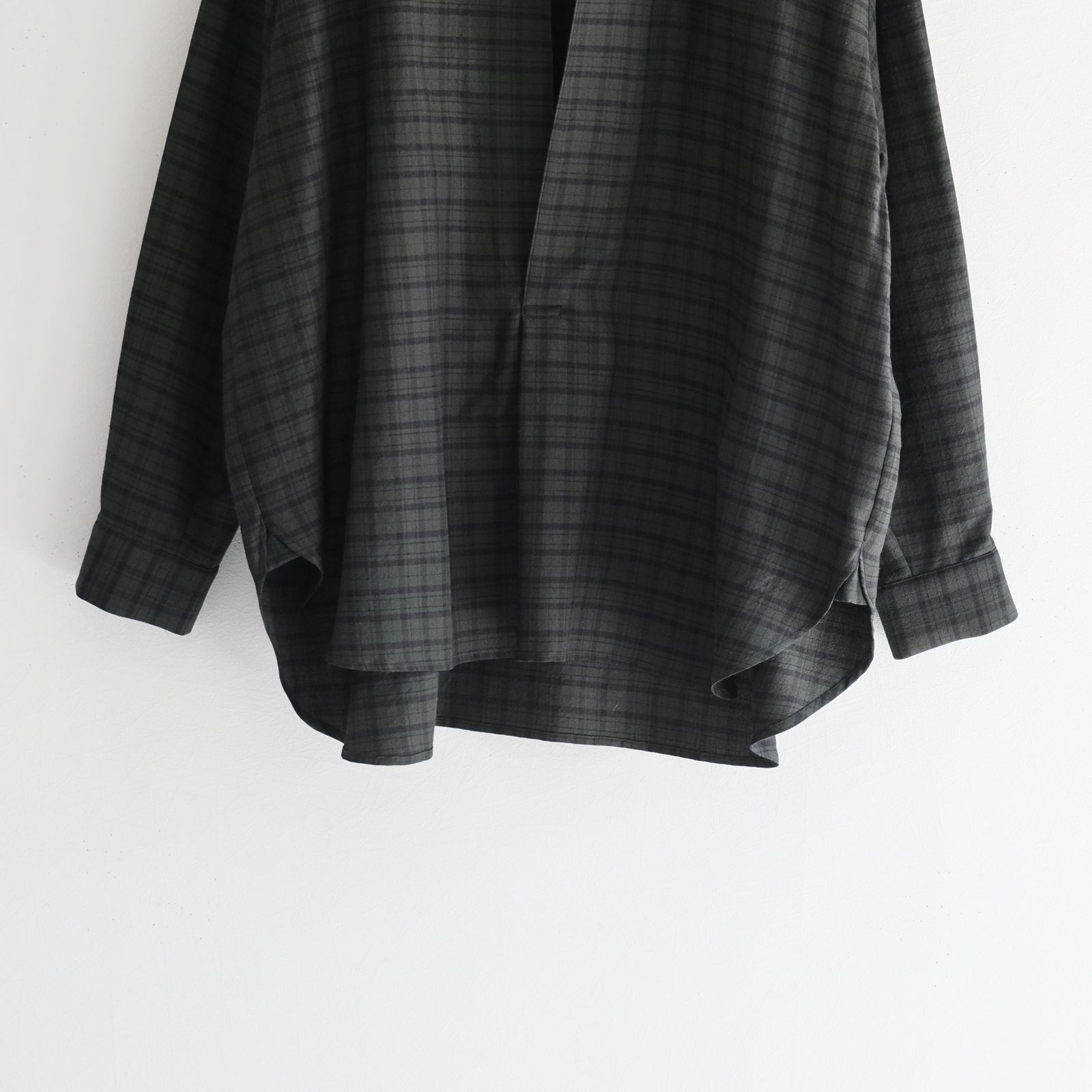 Silk Plaid Skipper Shirts / スキッパー / シャツ / シルク / GREEN