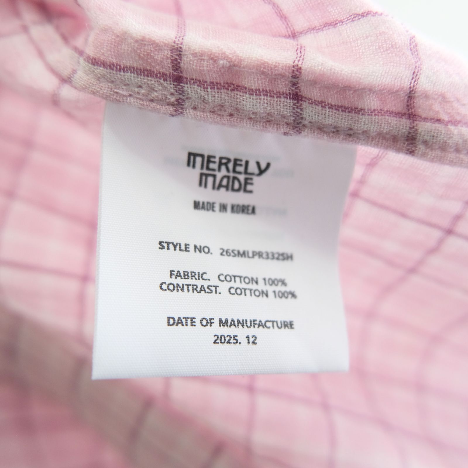 PREMIUM RONACHECK WRINKLE OVER SIZED SHIRTS / シャツ / LEMONADE PINK