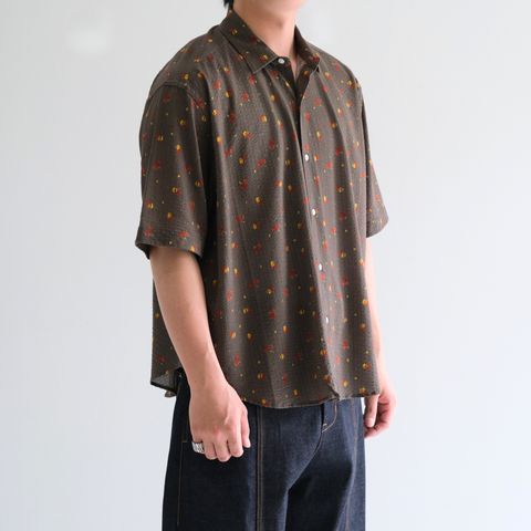 36G Linen Sucker Flower Atmosphere S/S Shirt / シャツ / 半袖 / ニットサッカー生地 /  KHAKI