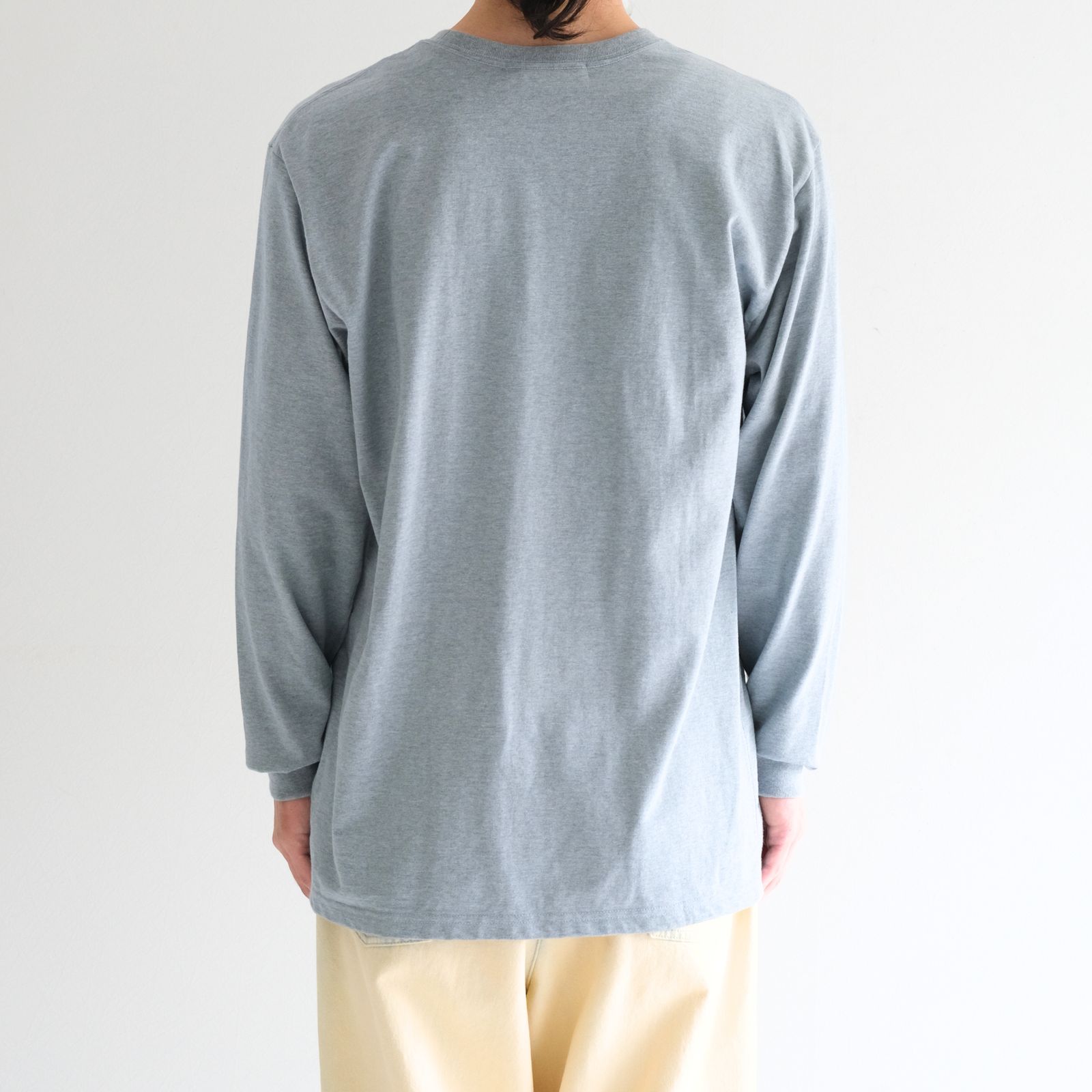 【残り1点】WRAP AROUND POCKET TEE L/S - Raffy plainstitch - / ラップアラウンドポケットT L/S - ラフィープレーンステッチ -（Blue）
