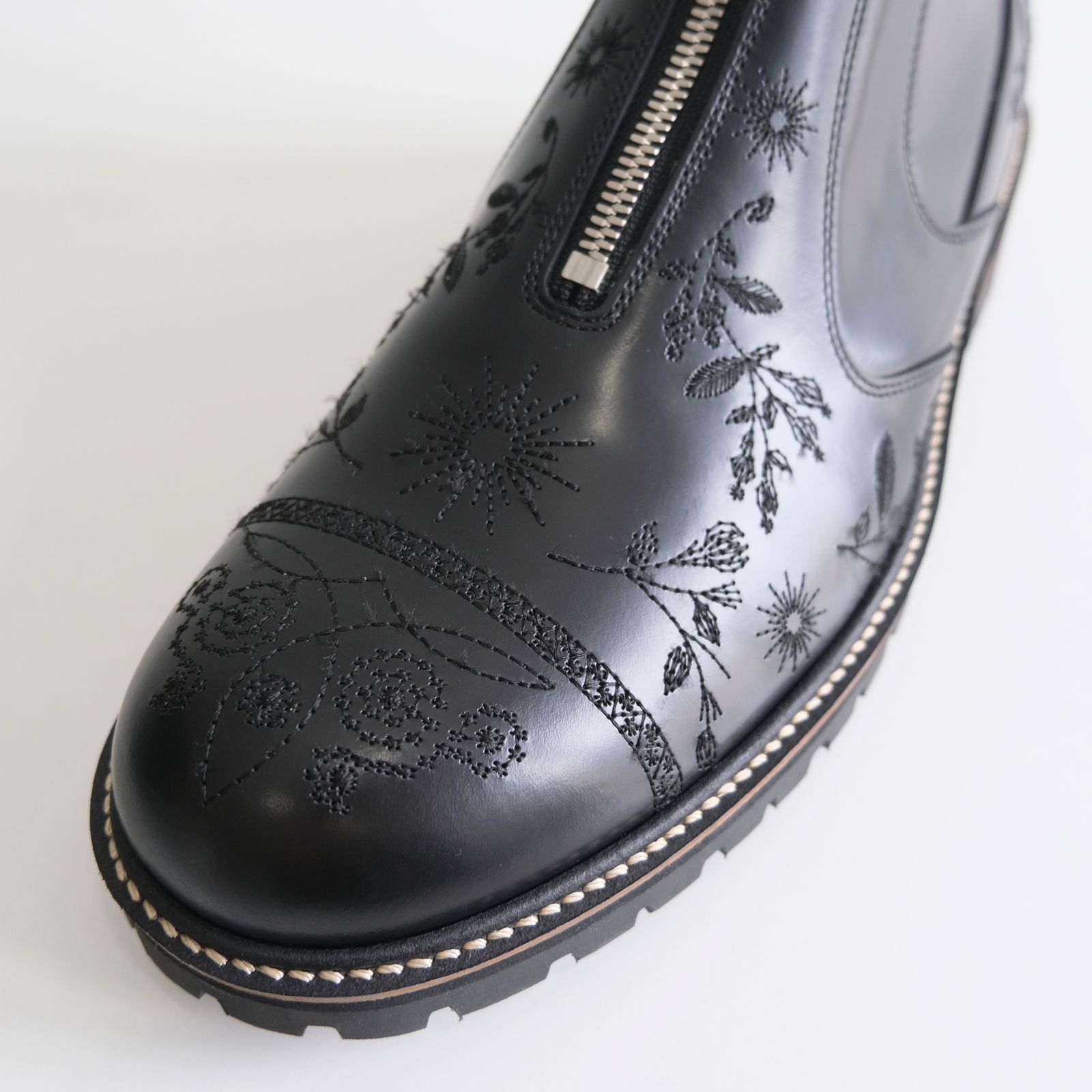 "HUNTER" Embroidered Front-zip Hunting Boots by HARUTA（BLACK）