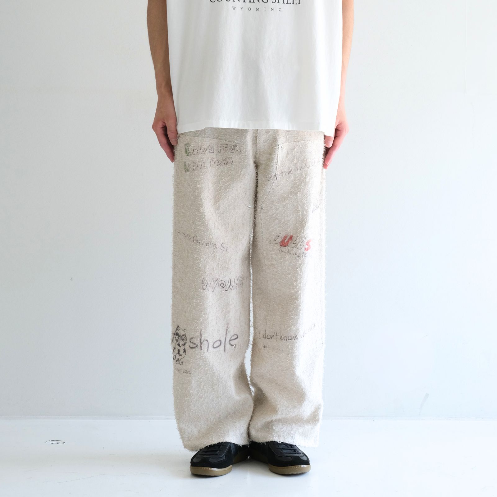 "ALICE" GRAPHIC DOUBLE KNEE WORKPANTS / 「アリス」グラフィック ダブルニーワークパンツ（IVORY）
