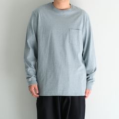 WRAP AROUND POCKET TEE L/S - Raffy plainstitch - / ラップアラウンドポケットT L/S - ラフィープレーンステッチ -（Blue）