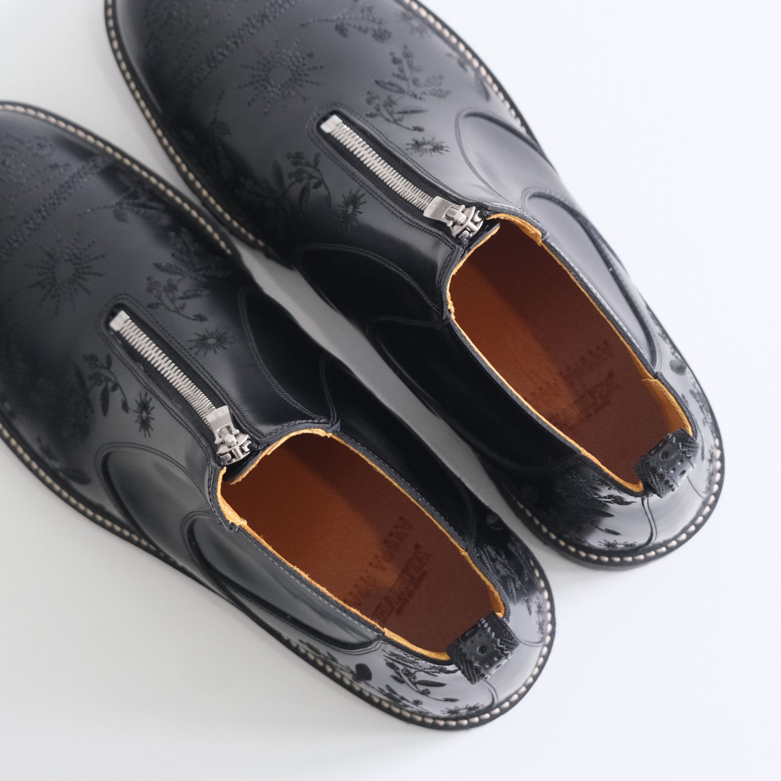 "HUNTER" Embroidered Front-zip Hunting Boots by HARUTA（BLACK）