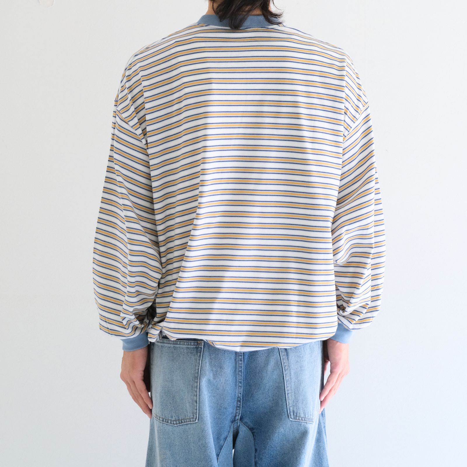 Balloon Border Long-sleeve T-Shirt（SAX x YELLOW）